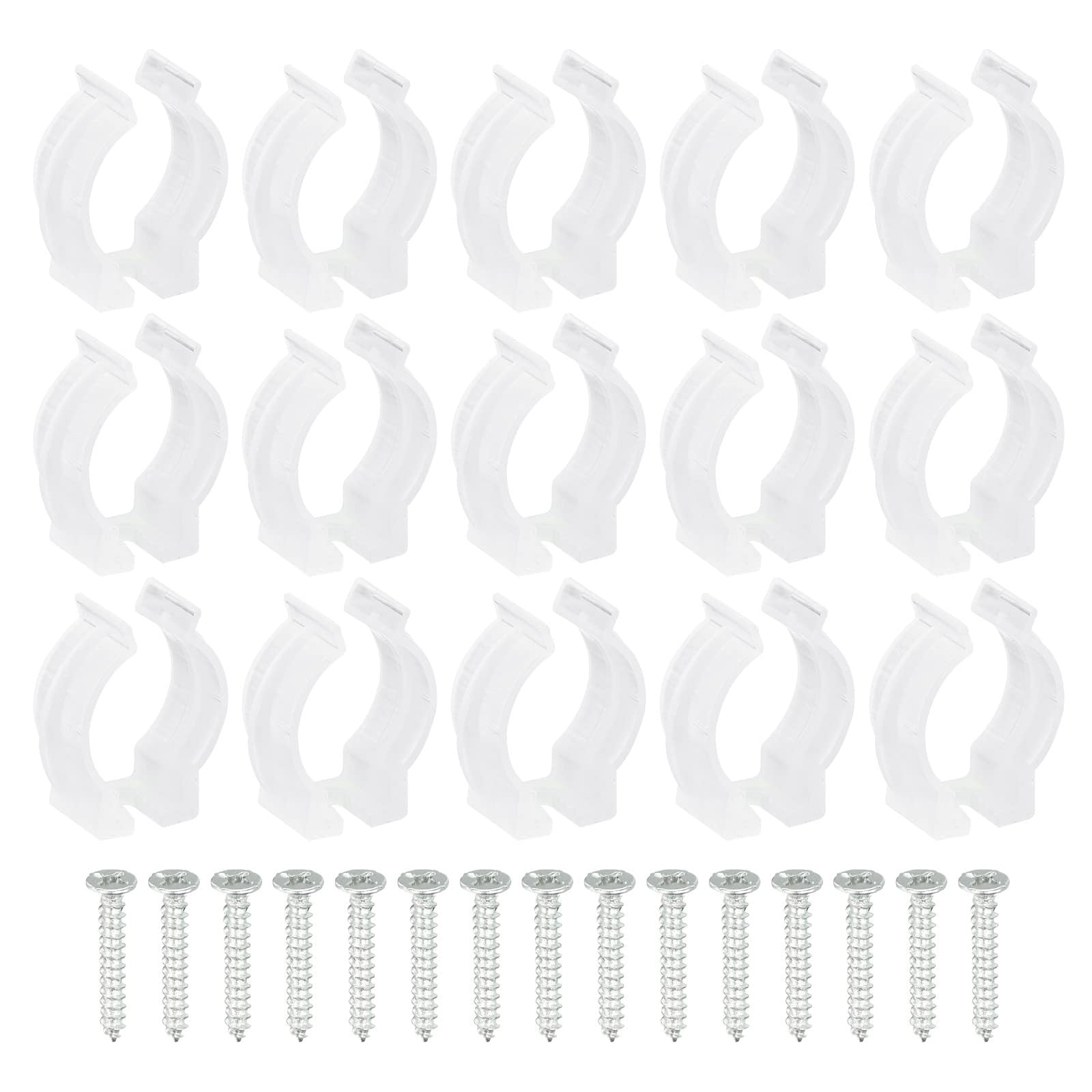 TOP-VIGOR 15Pcs T8 U Clips Holder Bracket for LED Light Bulb Mounting Bracket Support Plastic Fluorescent Tube Holder with Screws to Prevent Sagging