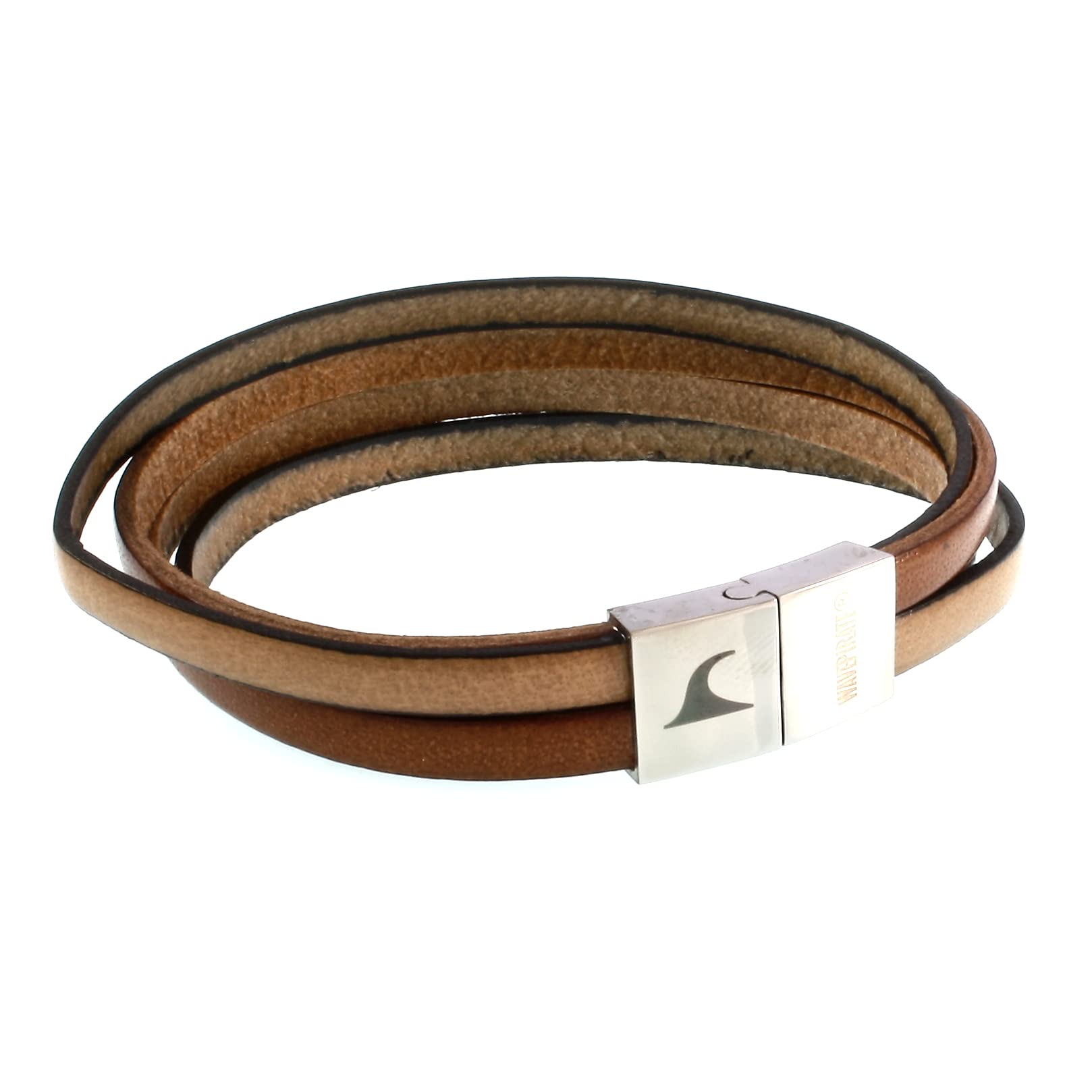 Echt Leder-Armband Twist Cognac Beige Herren Männer
