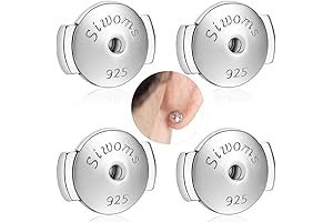 2-Pairs 18K White Gold Plated Locking Earring Backs for Studs