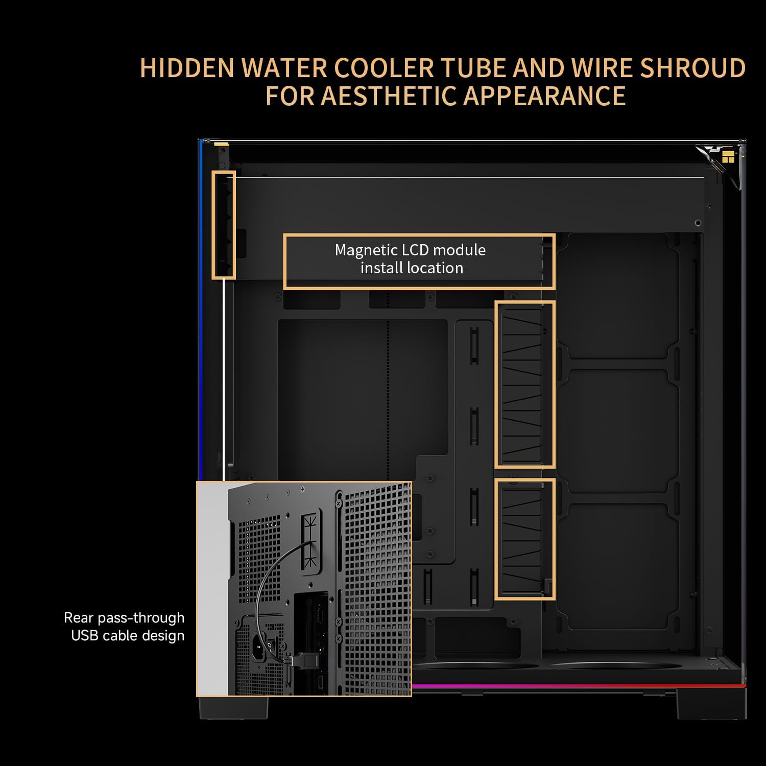 Thermalright A70 ARGB Black ATX Gaming Case Three-Sided Column-Free Glass 8 CPU Fan Slots + Four-Way Airflow Tool-Free Quick Release Vertical Graphics Card Mounting Anti-Fall,Panoramic Light Strip
