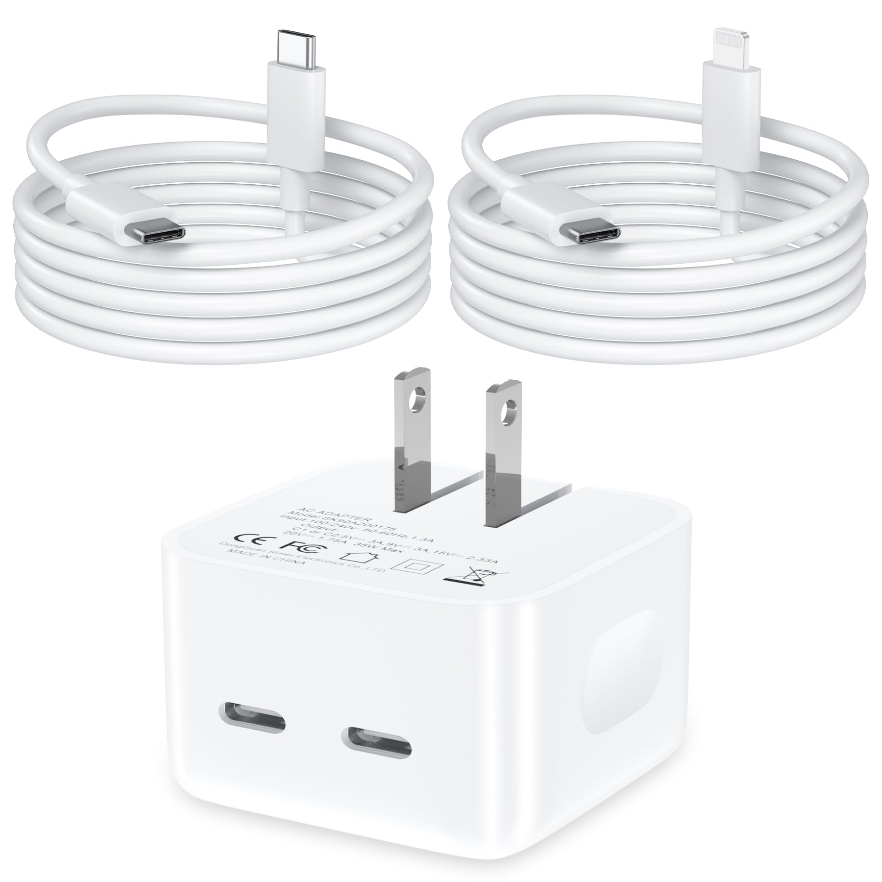 USB C Charger Block 35W Dual USB-C Port Compact Power Adapter for Phone 17 16 15 14 13