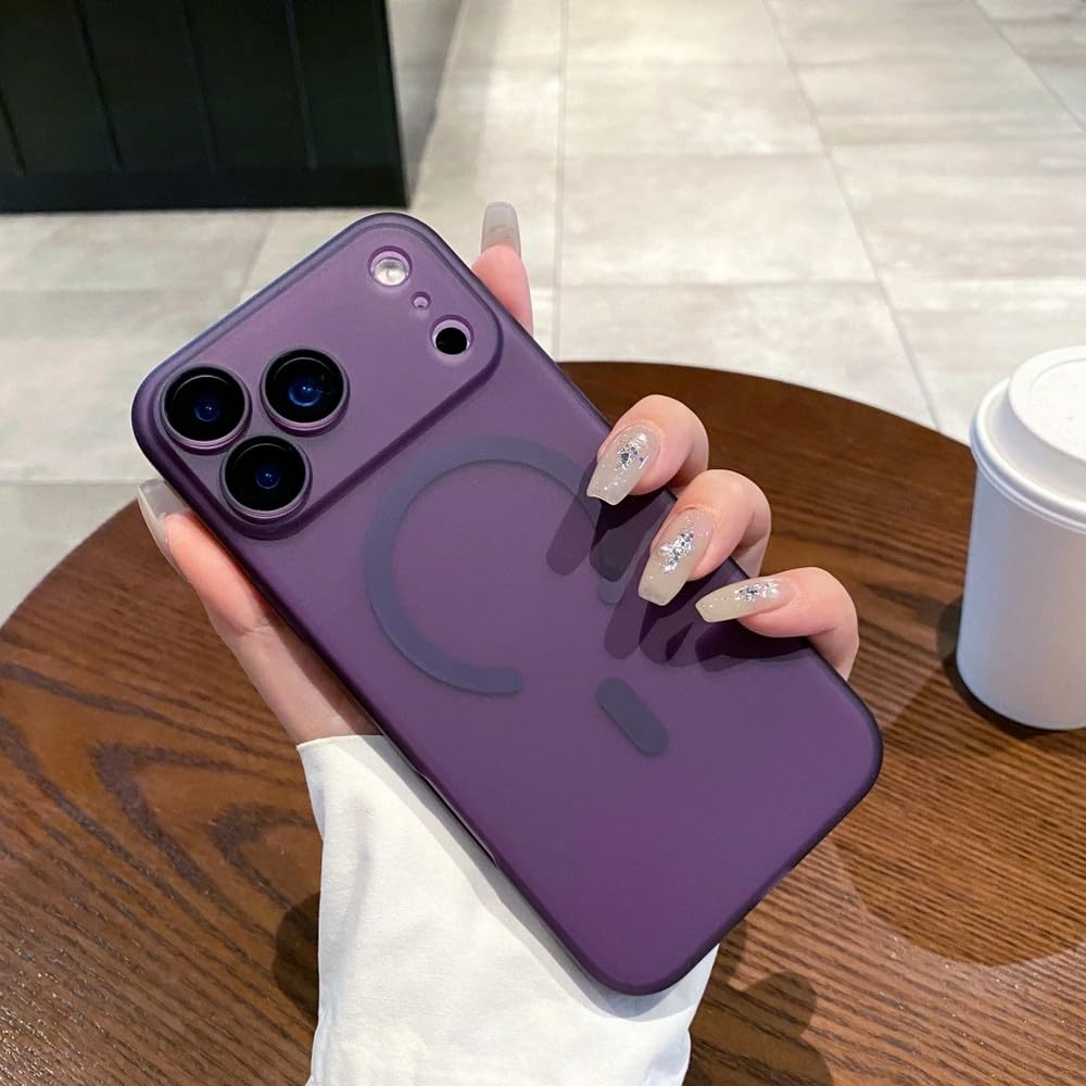 Ultracienkie, matowe, przezroczyste etui do iPhone'a 17 Air 16 15 14 Plus 13 12 11 Pro Max, magnetyczne etui z funkcją ładowania bezprzewodowego, fioletowe, do iPhone'a 13 Pro