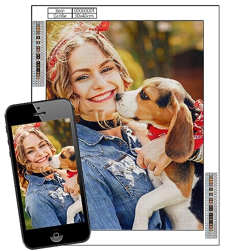 Souarts Custom Diamond Art Painting, Personalised Photo 5D DIY Diamond Art with Private Photo, Embroidery Pictures Arts Craft for Home Decor