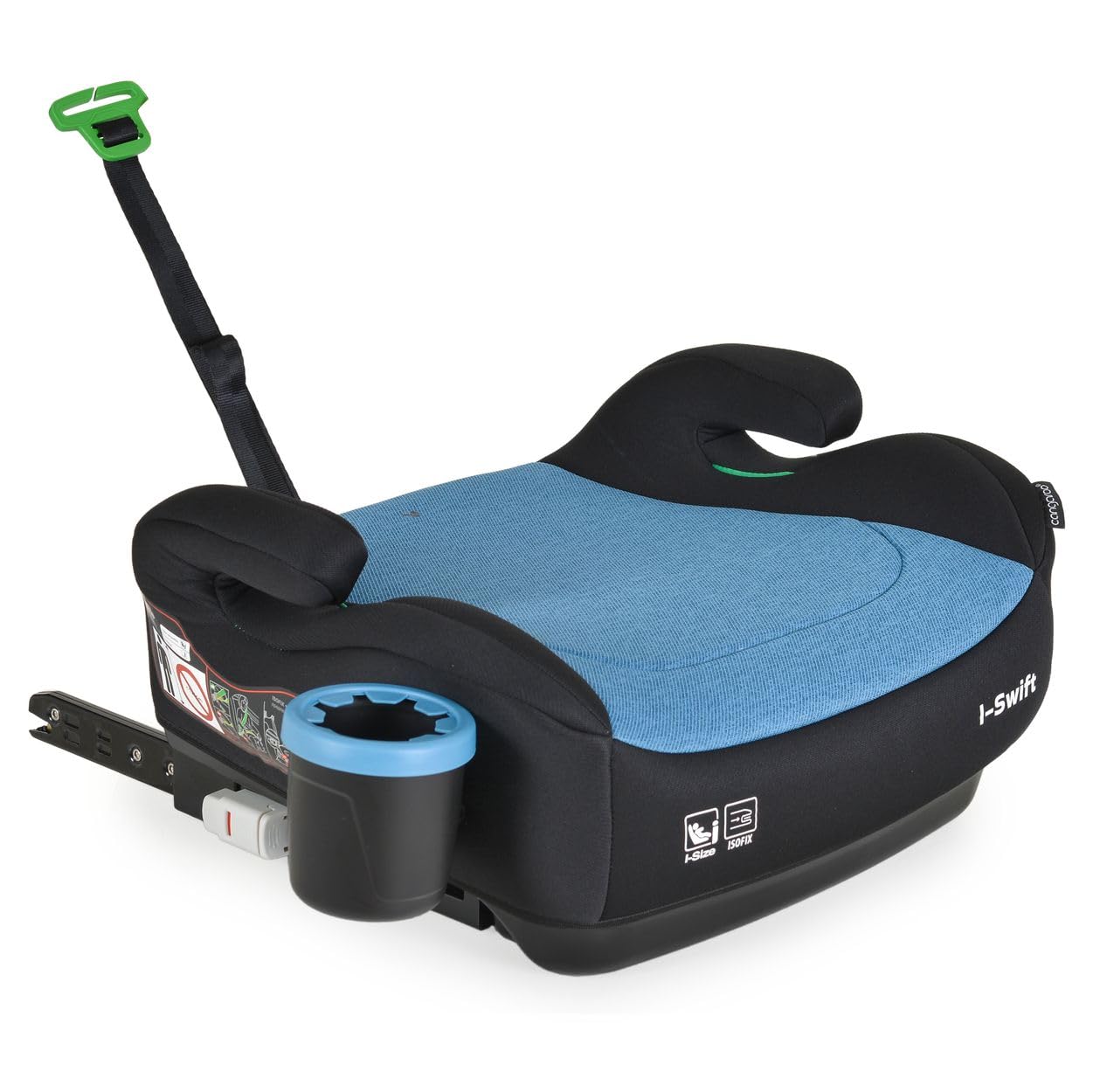 Cangaroo Fotelik dziecięcy, podwyższenie siedziska i-Swift, Isofix (125-150 cm), uchwyt na napoje, ciemnoniebieski