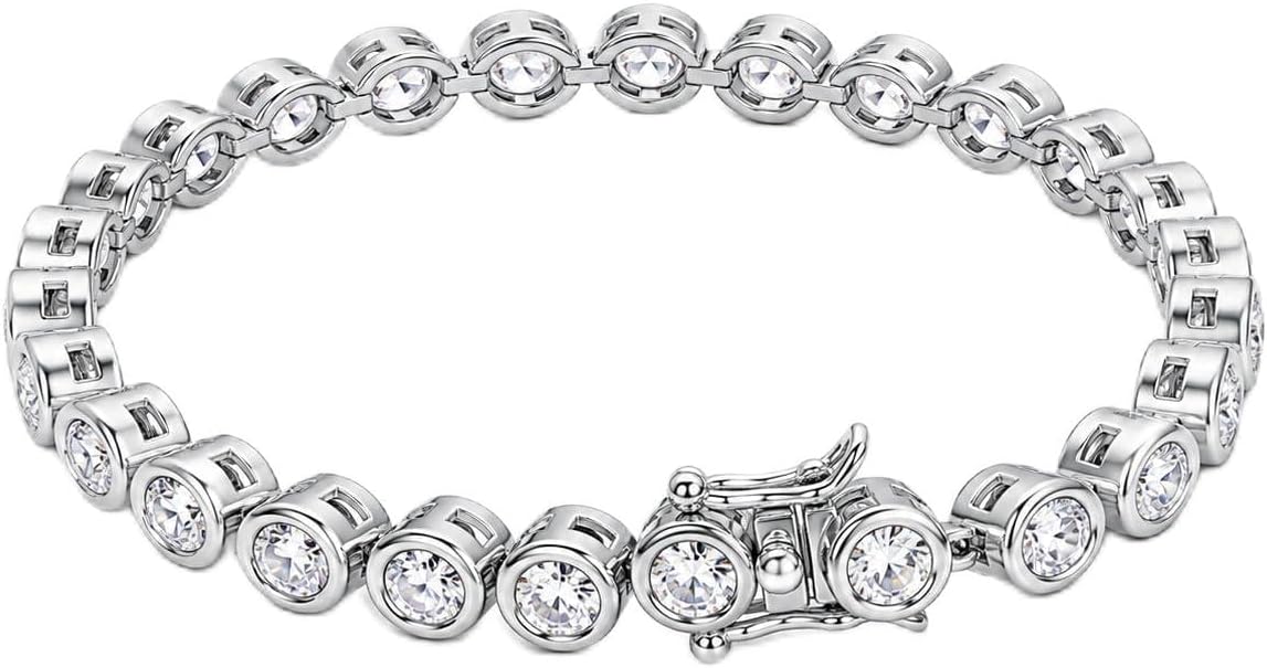Round Cut Crystal Tennis Bracelet, Gold Tone/Silver Tone,Elegant Link Chain, Secure Clasp, Minimalist Sparkling Design, For Daily Wear & Special Occasions