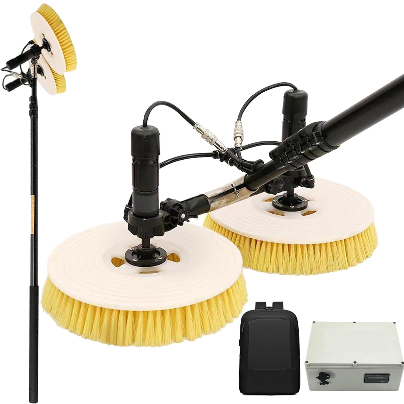 LMMIAOZ 11.5ft to 24.6ft Solar Panel Cleaning Kit - Dual Head Automatic Brush, Roof & Window Cleaner, Efficient Photovoltaic Panel Maintenance Tool, 5.5M Water Brush