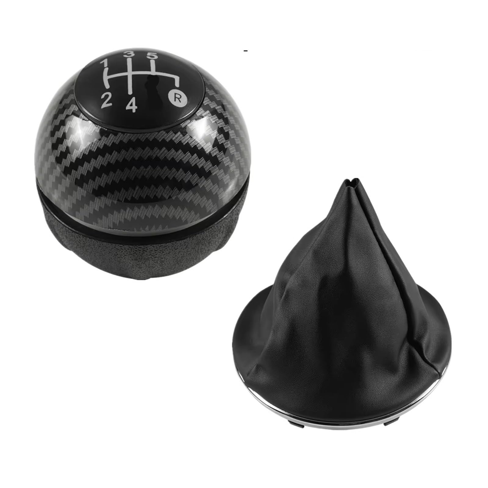 Xkoehxj 2Pcs Carbon 5Speed Car Gear Shift Knob For Fiat For 500 For 500C 2007-2018 Car Gear Stick Knob Head Gaiter Boot Cover Case Gearbox Boot Cover(2Pcs Carbon 5Speed)