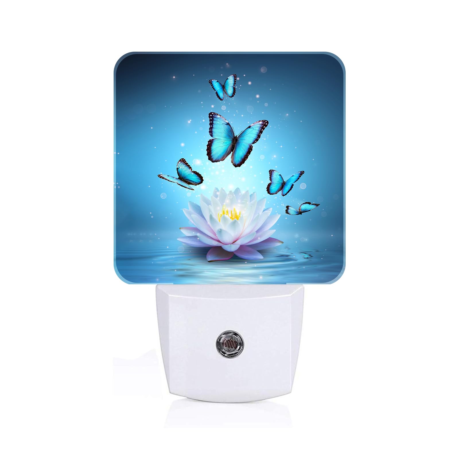 FSHVQKD Zen Lotus and Butterfly Night Light,Plug Into Wall with Dusk to Dawn Light Sensors, Warm Nightlights for Bedroom, Bathroom, Hallway, Kitchen,