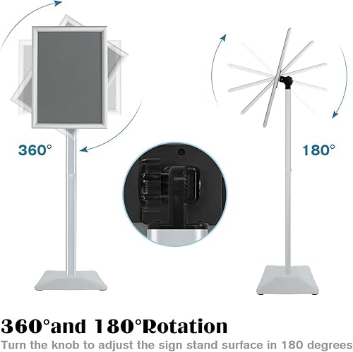Miniatura 5 de Golemas Soporte para letrero de piso, 8.5 x 11 pulgadas, plateado, barra integrada de 11 libras, soporte para letrero de pedestal resistente, sin
