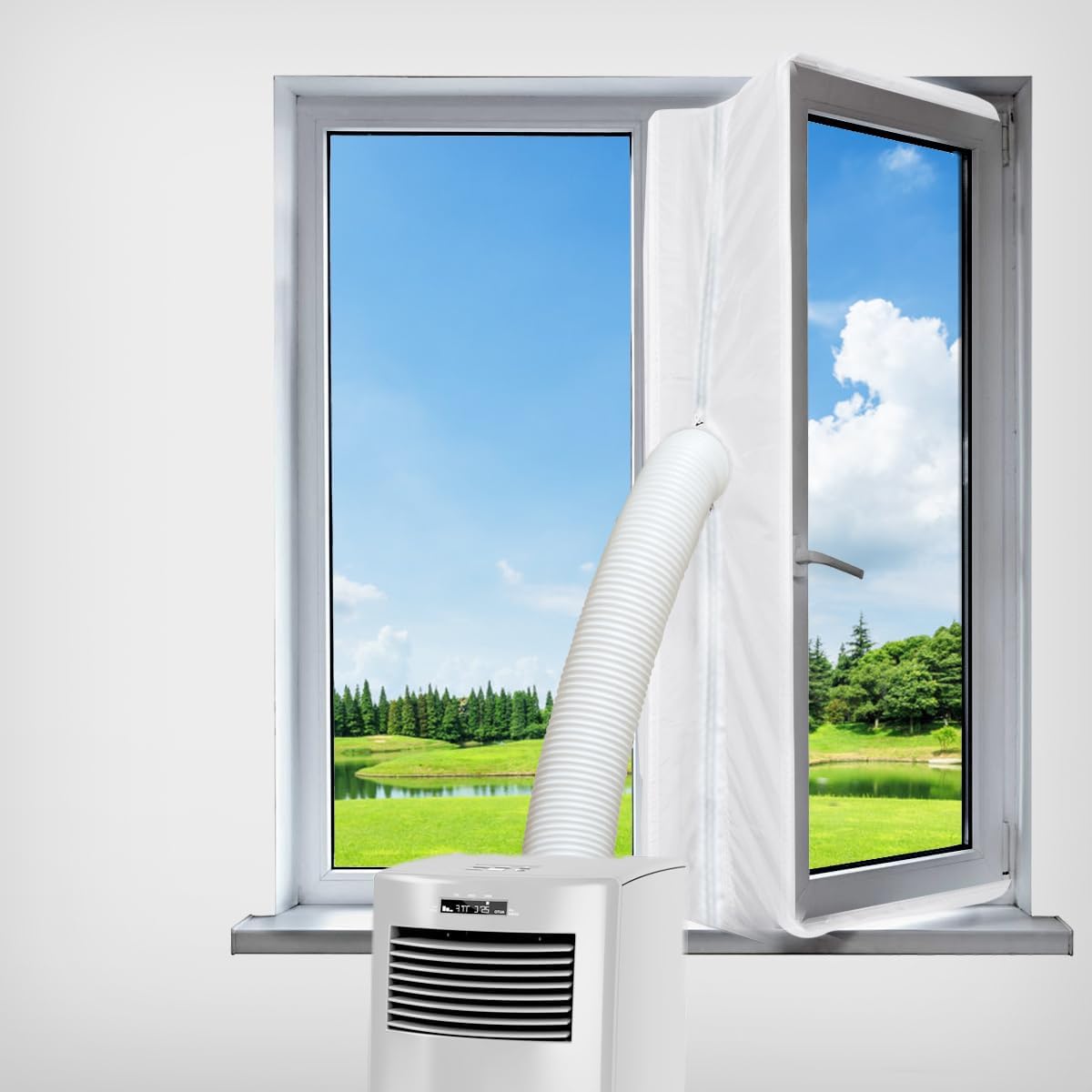 Hufacai 400Cm Air Conditioner Caulking Kit For Windows For Mobile Air Conditioner And Dryer, Window Seal With Zip For Evacuation All Mobile Air Conditioning Units, Easy Installation