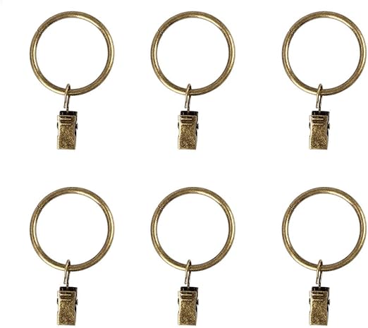 28 Pack Drapery Curtain Clip Rings,Curtain Rod Eyelet Clip Ring-Antique Brass