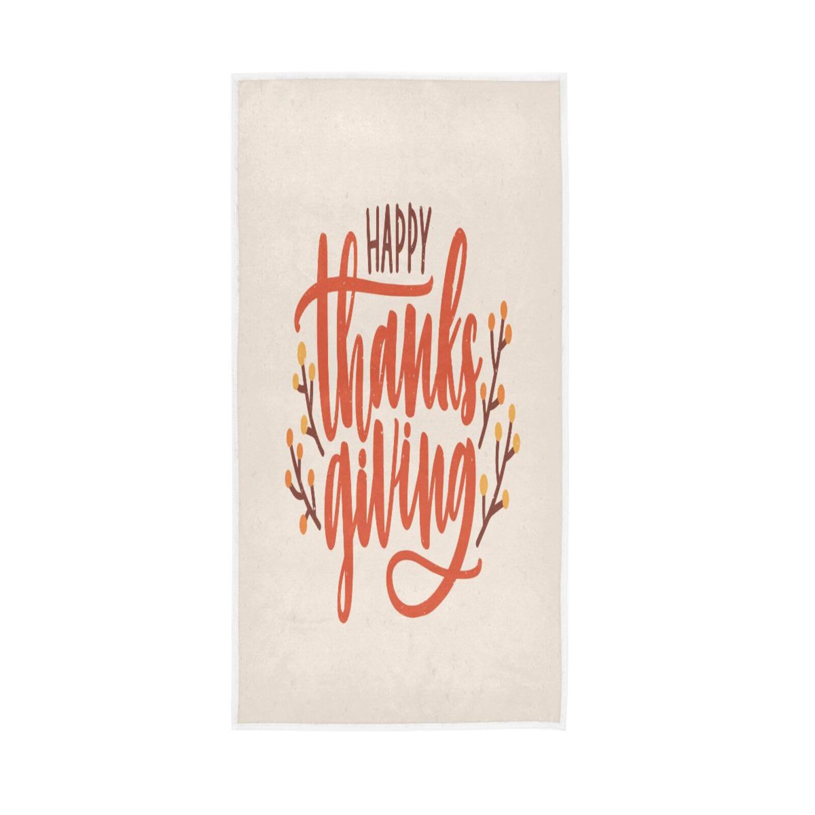 LSRCPD Happy Thanksgiving Festive Fingertip Towels, 15 x 30 Inch Kitchen Hand Towel Absorbent Facial Towels for Estheticians Soft Pedicure Towels for Feet
