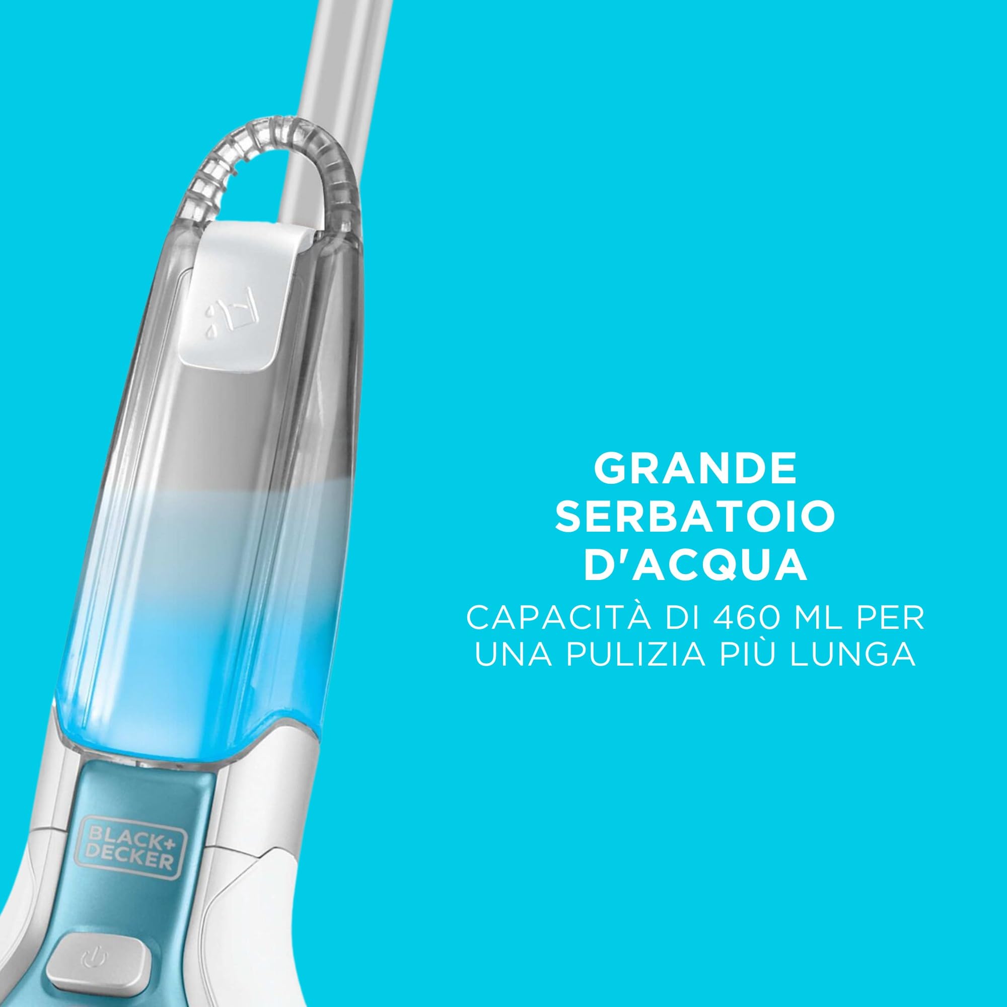 BLACK+DECKER FSM1630-QS Lavapavimenti a vapore STEAM-MOP Deluxe con Minitesta Triangolare Lift&Reach, 1600 W, Serbatoio 460ml