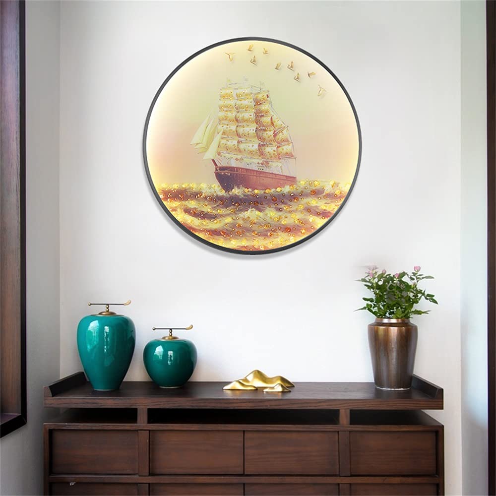 Lámpara de pared LED, lámpara de pared, luz LED para figura de barco (A negro, diámetro 31,4 pulgadas)