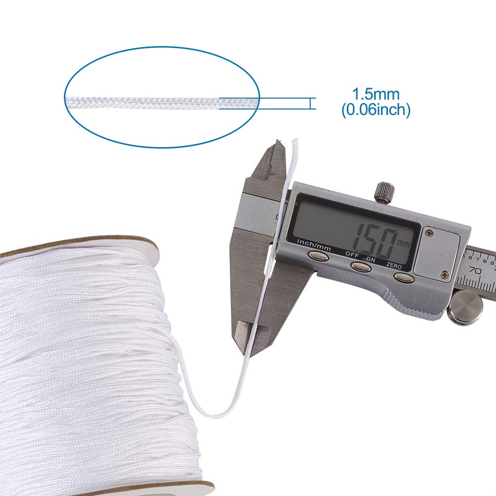 Cheriswelry 140 yards Nylon Koord 1.5mm Wit Kralen Draad Sterke Gevlochten Lift Schaduw Koord voor Venetiaanse Blinds Macrame Armband Sieraden Maken