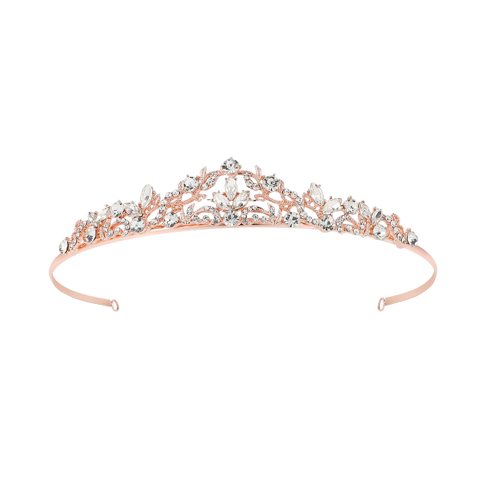 Vintage Princess Crown with Rhinestone Sparkly Crystal Bridal Tiara Princess Hair Pieces for Wedding Party Dress Up Performance Women Girls Hair Use (Rose Gold)