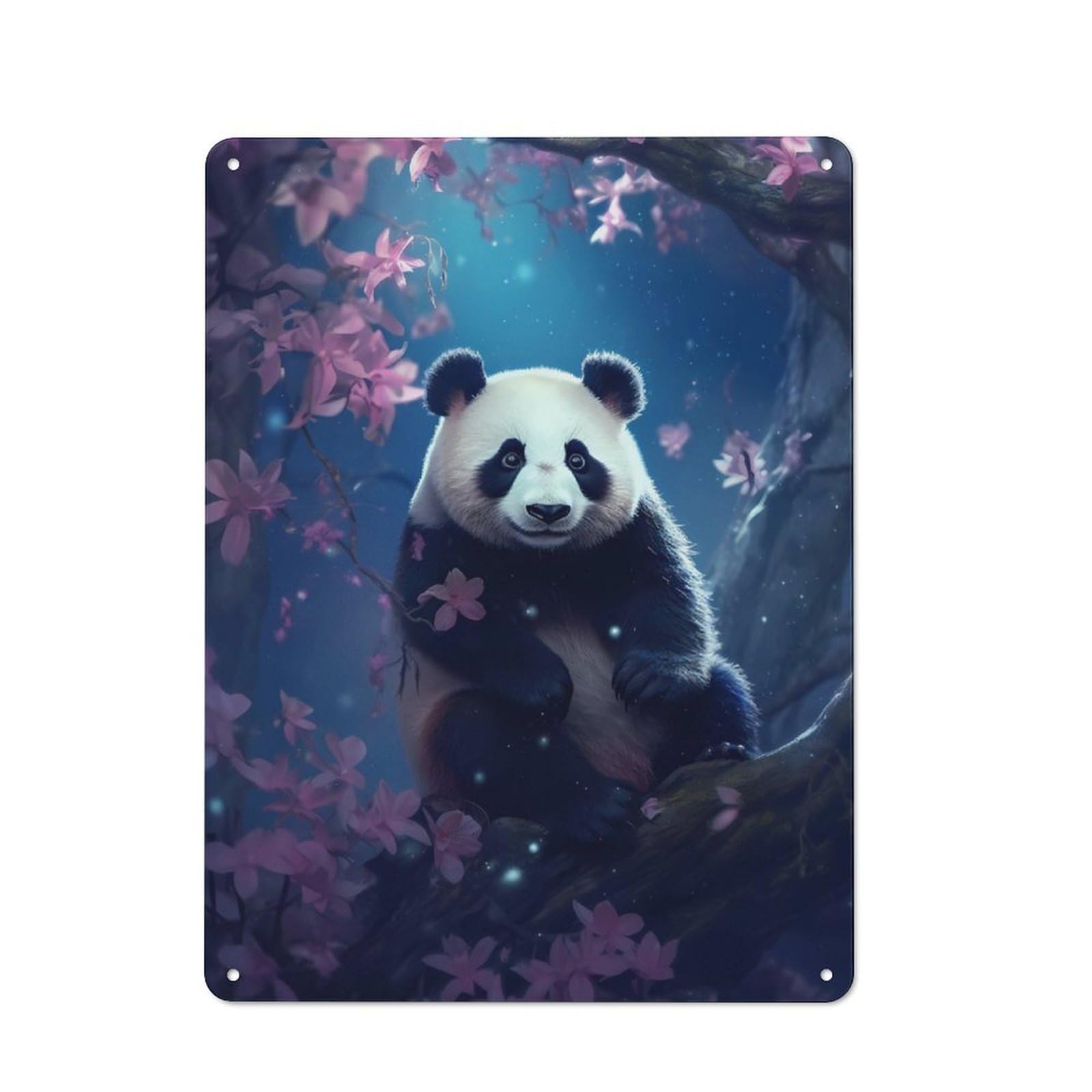 Junmoney Panda Cherry Tree Vintage Metal Sign 40X30cm, Bistro Style Bistro Wall Plaque For Cafe, Bistro, Bakery Or Restaurant