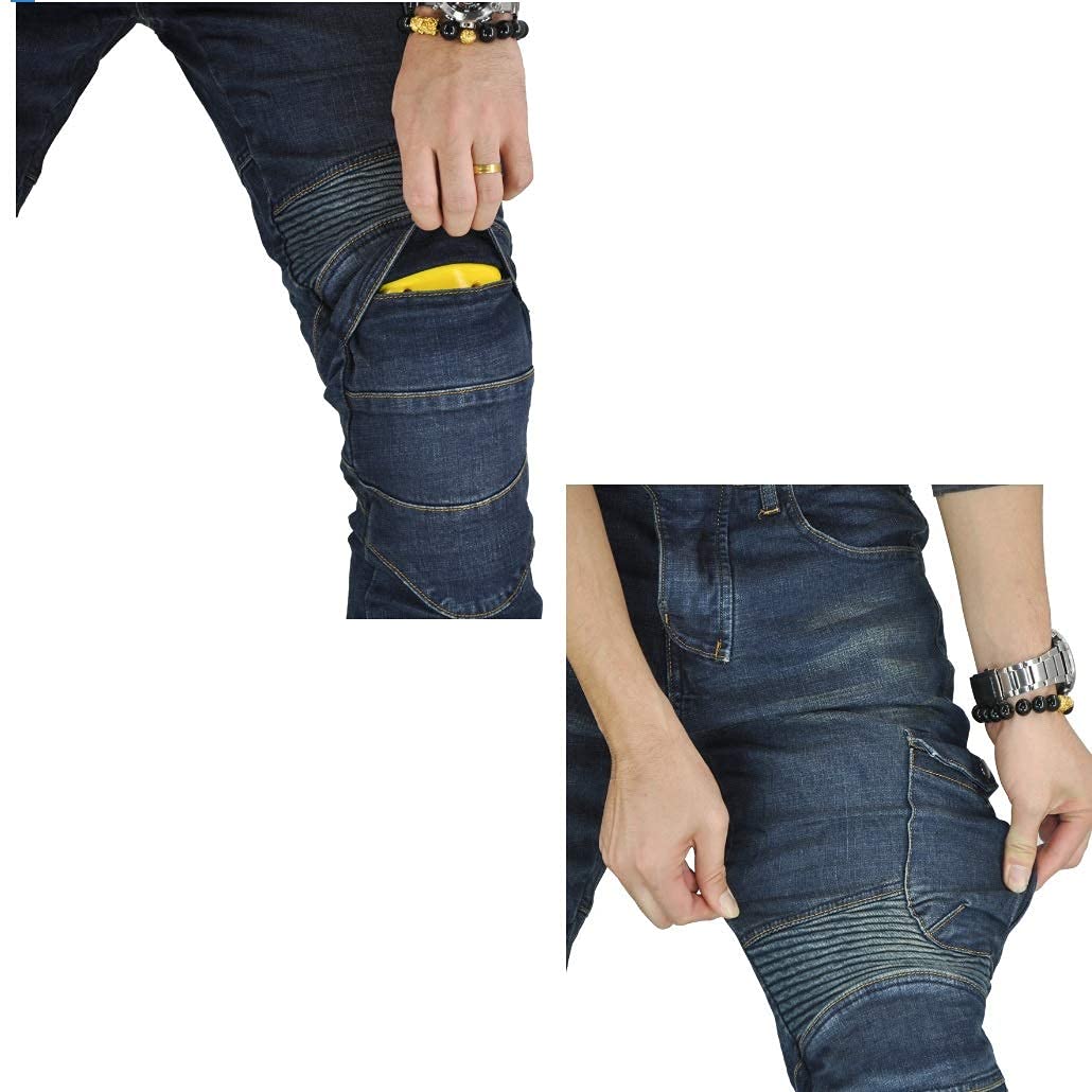 Uomo Moto Jeans Motociclette Pantaloni con Fodera Protettiva in Aramide Armature Motorcycle Pants