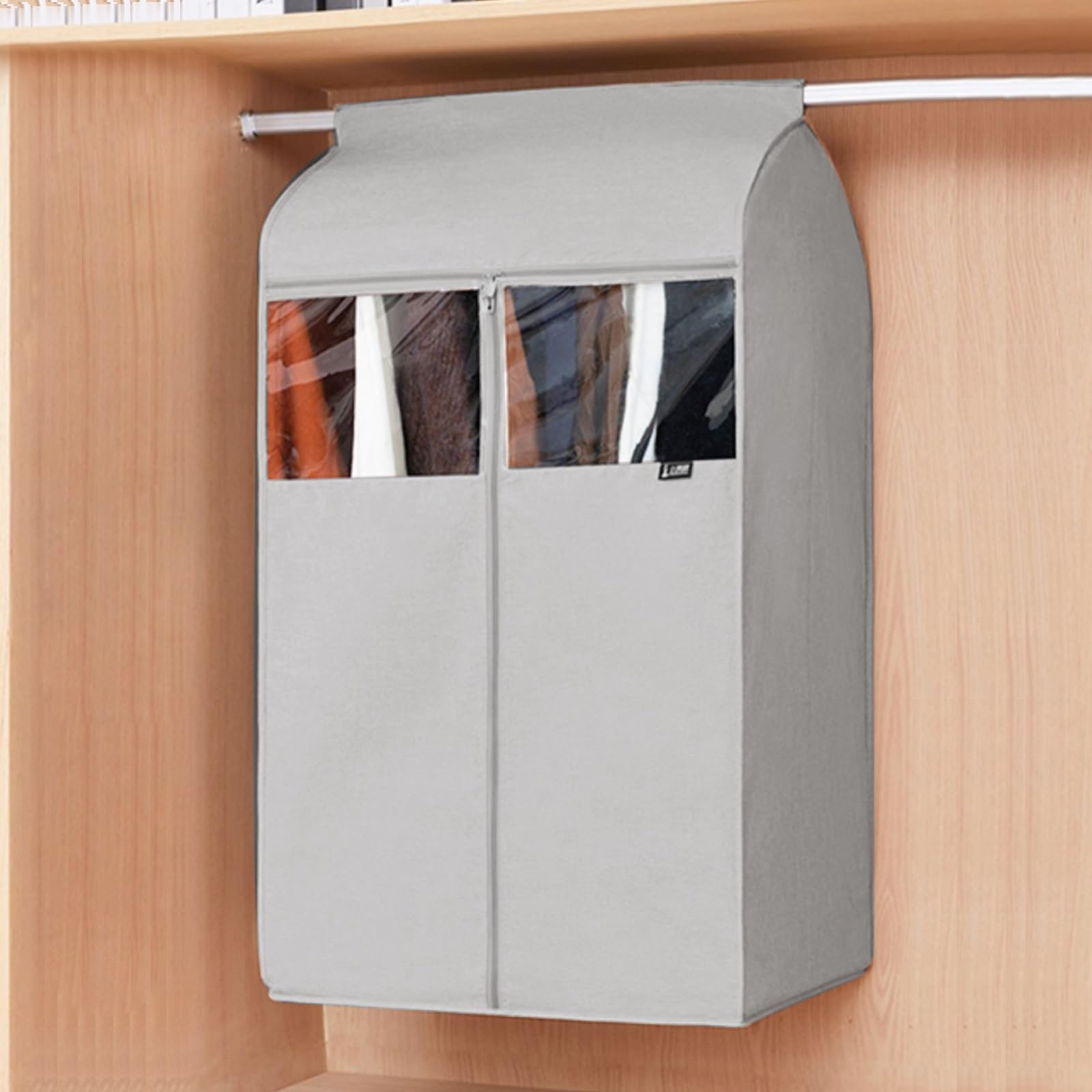 Custodia Porta Abiti con Cerniera Tessuto Oxford Ispessito Finestra Trasparente Lavabile in Lavatrice Antipolvere e Resistente All'umidità Antitarme (Color : Gray, Size : 58x52x100cm)
