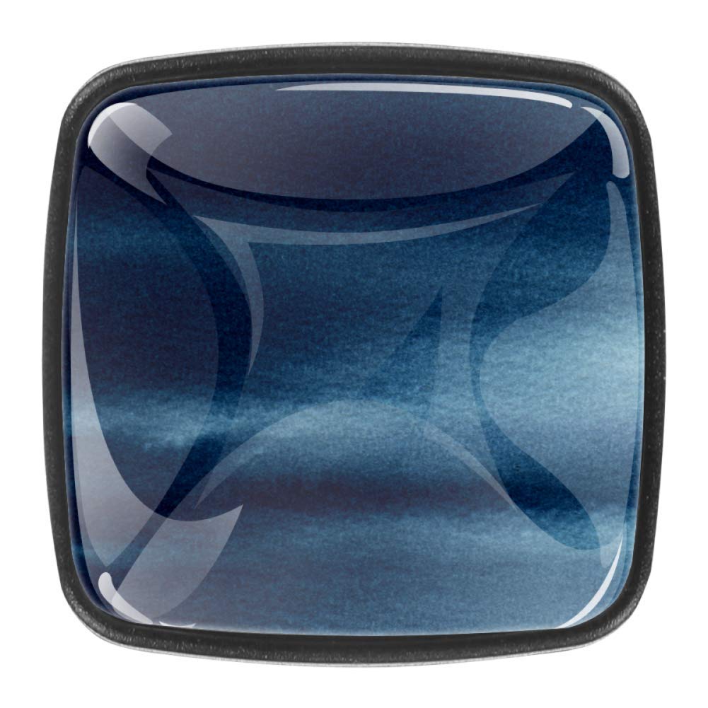 Navy Blue 4pcs Glass Cupboard Wardrobe Cabinet Drawer Knob Door Pull Handle