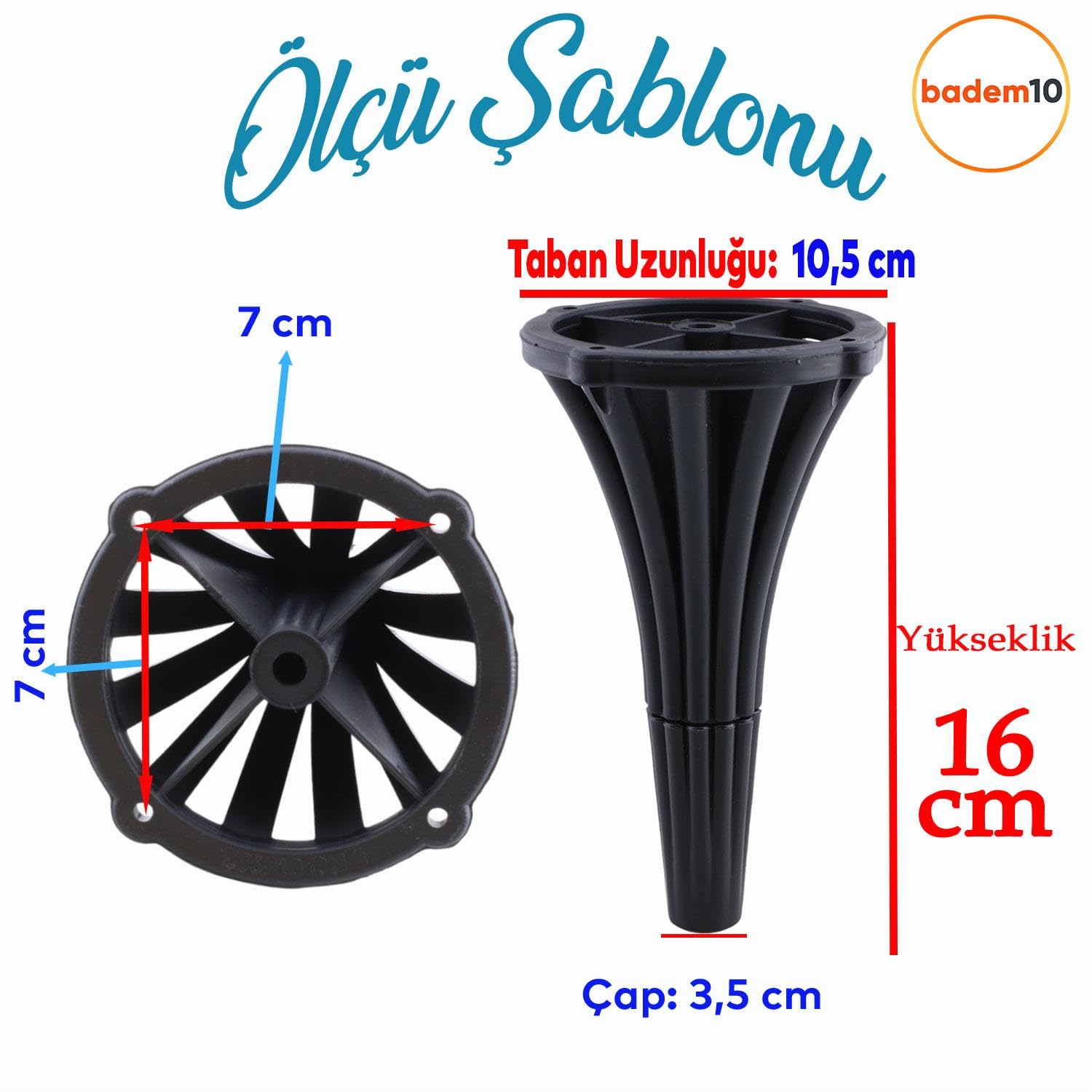 (4 ADET) İstanbul 16 cm Siyah Mobilya Kanepe Koltuk Tv Ünitesi Konsol Ayağı Ayak Ayakları