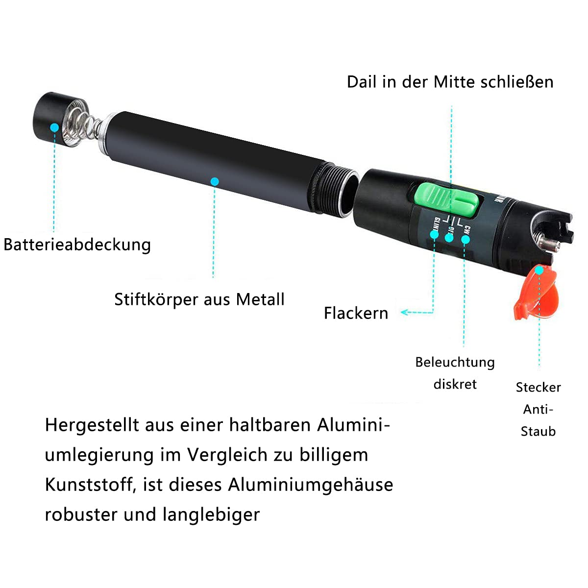 Faser-Visueller Fehlerortungsstift 30KM, VFL Faser-Optikkabel-Prüfgerät, Lichtleitstift-Tester-Adapter für LC/FC/SC/ST-Schnittstelle, Faser-Netzwerkkabel-Prüfkit Faser-Lichtquellen-Tester