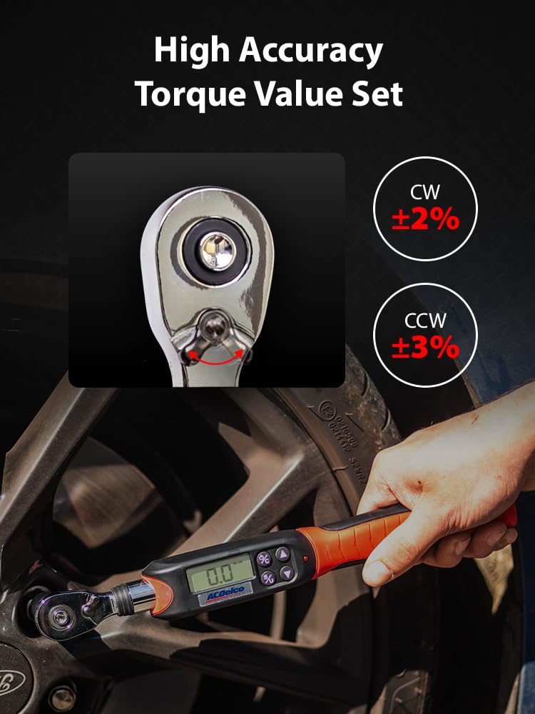 ACDelco ARM601-3 Llave dinamométrica digital de 3/8" (5-50 Nm) con alarma y notificación flash LED - Normas ISO 6789 con certificado de calibración