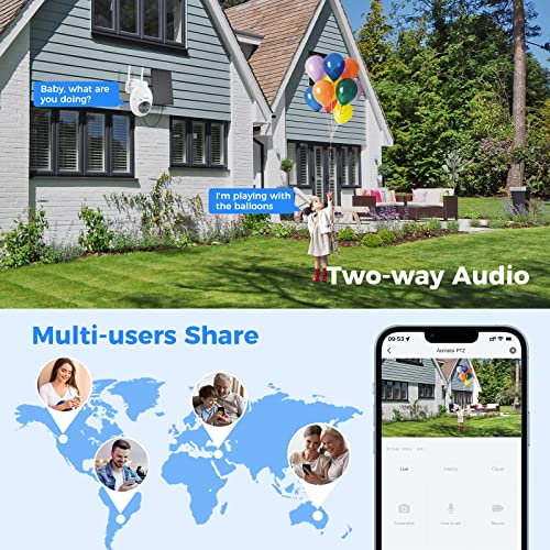 Aomeisi 2G2 2K Solar Security Camera Outdoor,360°View Pan/Tilt,Two-Way Talk,Easy To Setup,Audible Flashlight Alarm,Motion Alert,Sd Slot Cloud Storage,Tech Support,Work With Alexa Google Home,Cloudedge #TOP3