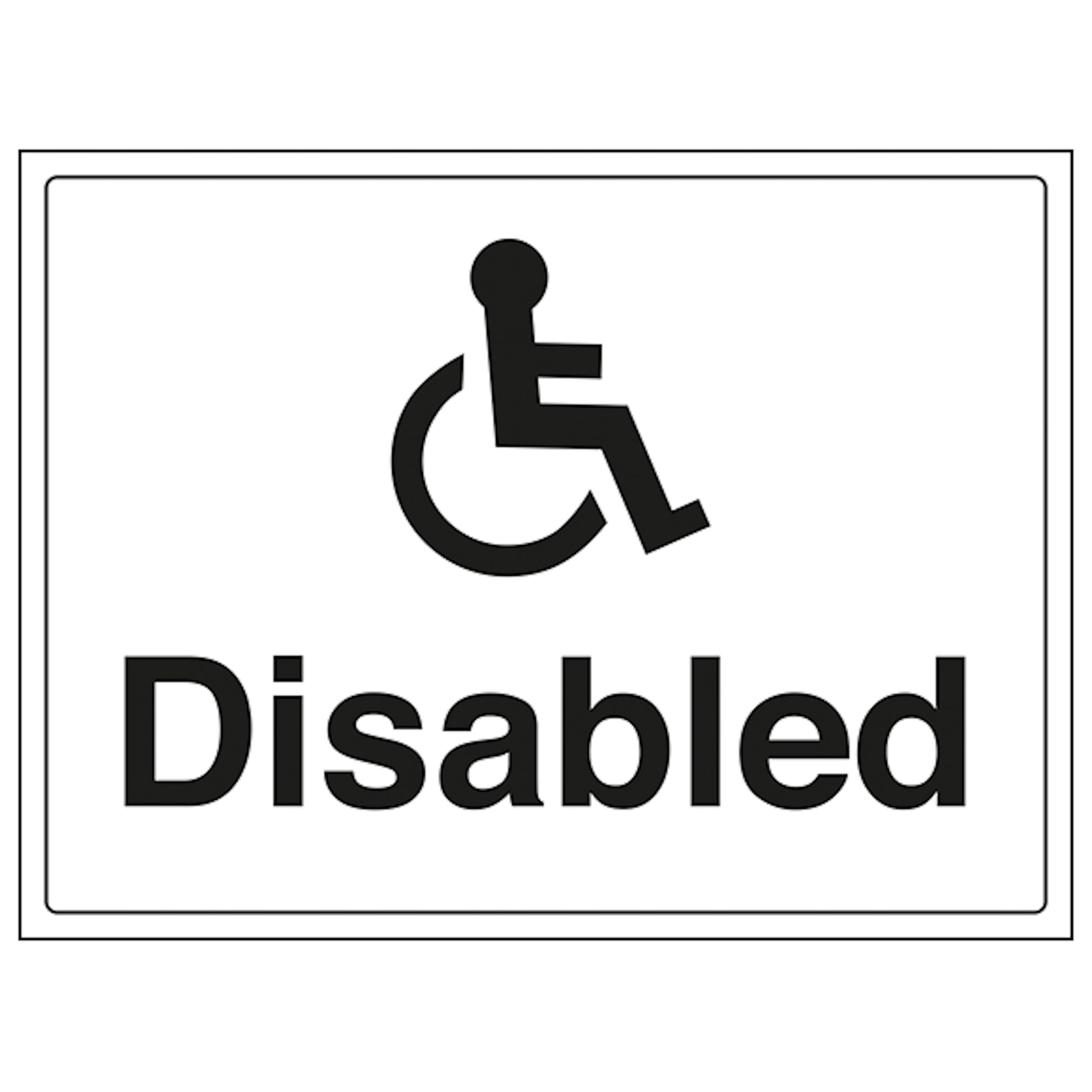 V Safety Disabled - Large Landscape 400 x 300 mm - Glow In The Dark 1mm Rigid Plastic Safety Sign