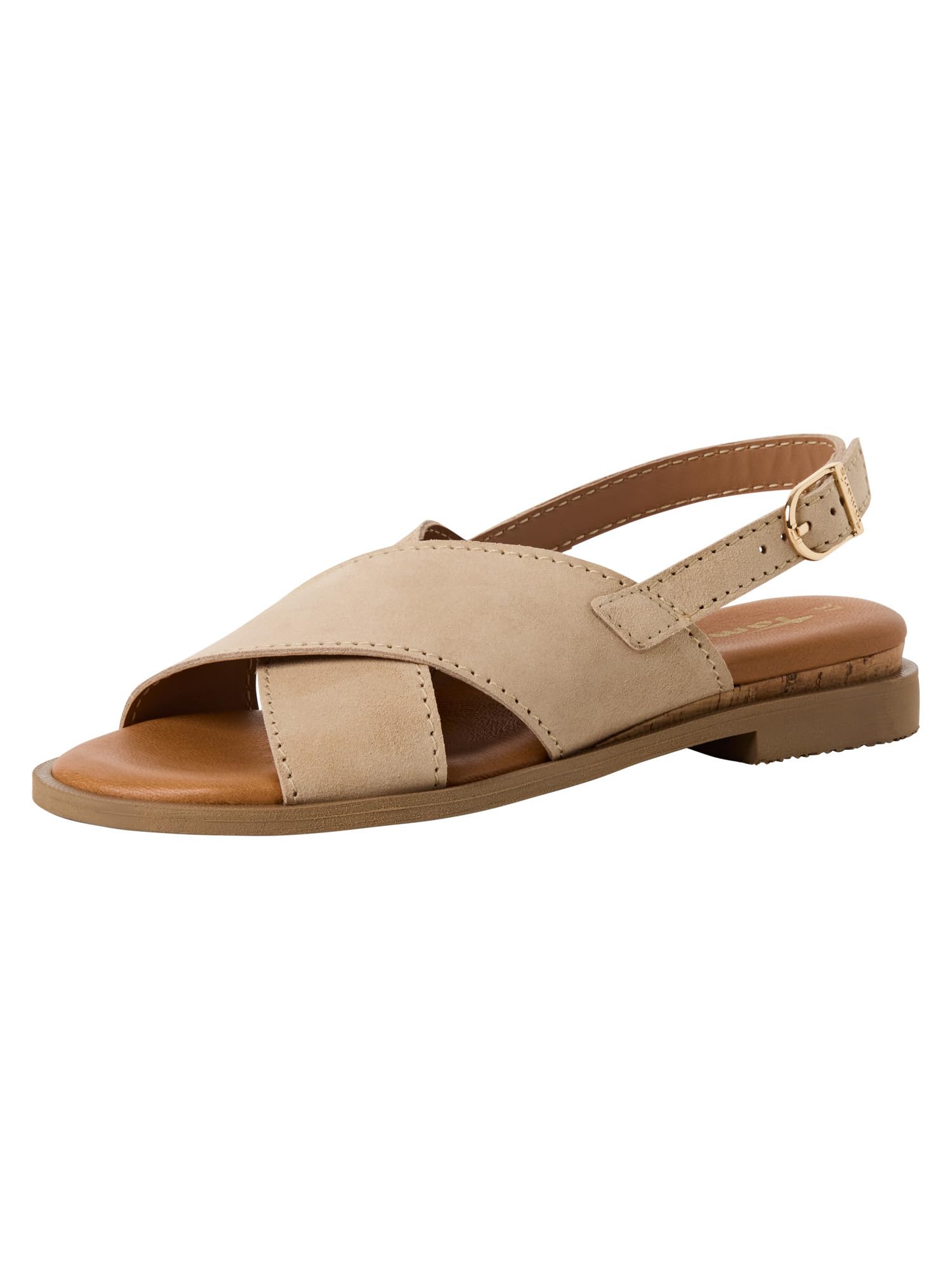 Tamaris Women’s leather sandal flat beige 3.5 UK