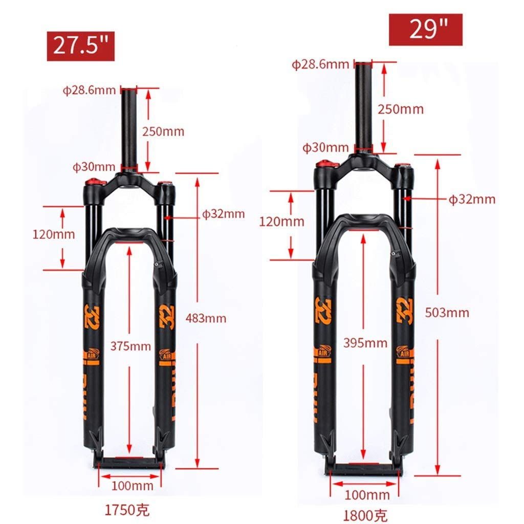 Widelec górski 27,5"/29" z zawieszeniem, przedni amortyzator powietrzny, skok prosty 1-1/8" (tył/tył), oś przelotowa, oś szybkozaciskowa 105 mm.