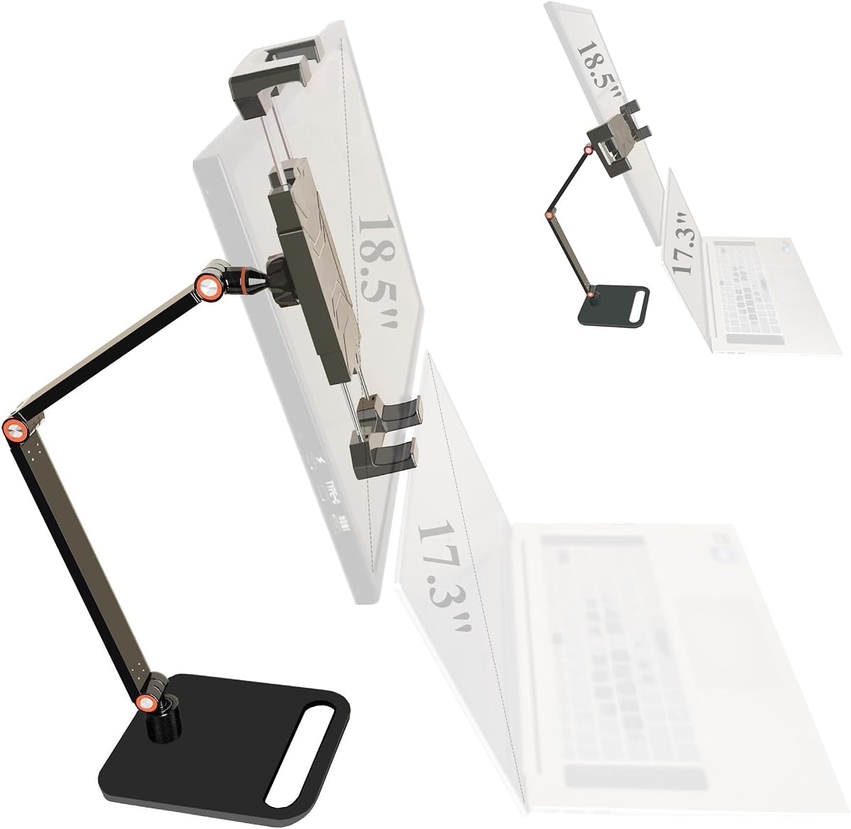 Soporte de monitor portátil para tableta y monitor de escritorio con pantalla de 6-18,5 pulgadas | Soporte de monitor portátil Soporte expandible plegable para teléfonos, tabletas y monitores portátiles