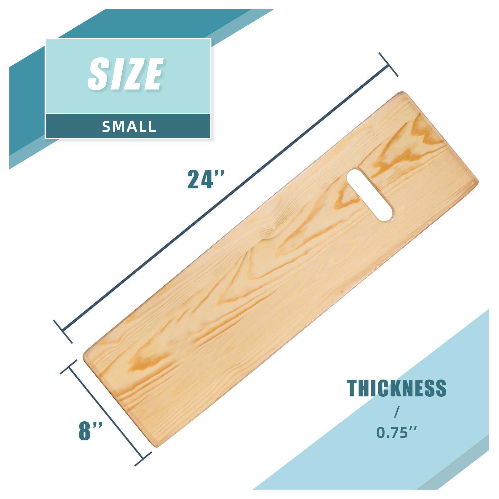 Tavola di trasferimento e tavola scorrevole con manici, realizzata in legno resistente, aiuto per la mobilità per anziani, handicap, può contenere fino a 226,8 kg, 61 x 20,3 x 1,9 cm