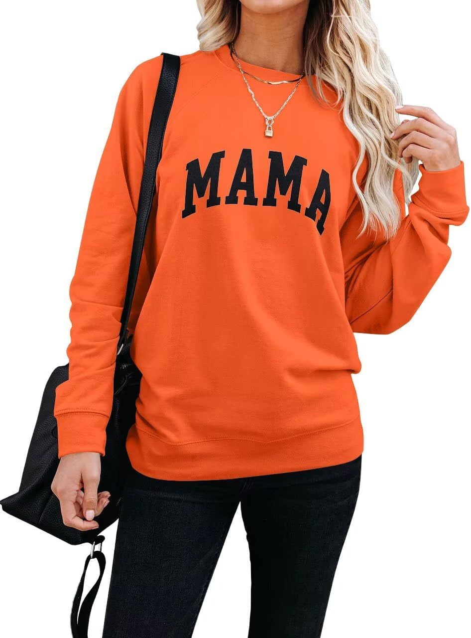LEEDYA Women Long Sleeve Mama Sweatshirts Round Neck Pullover Loose Lightweight Blouse Tops