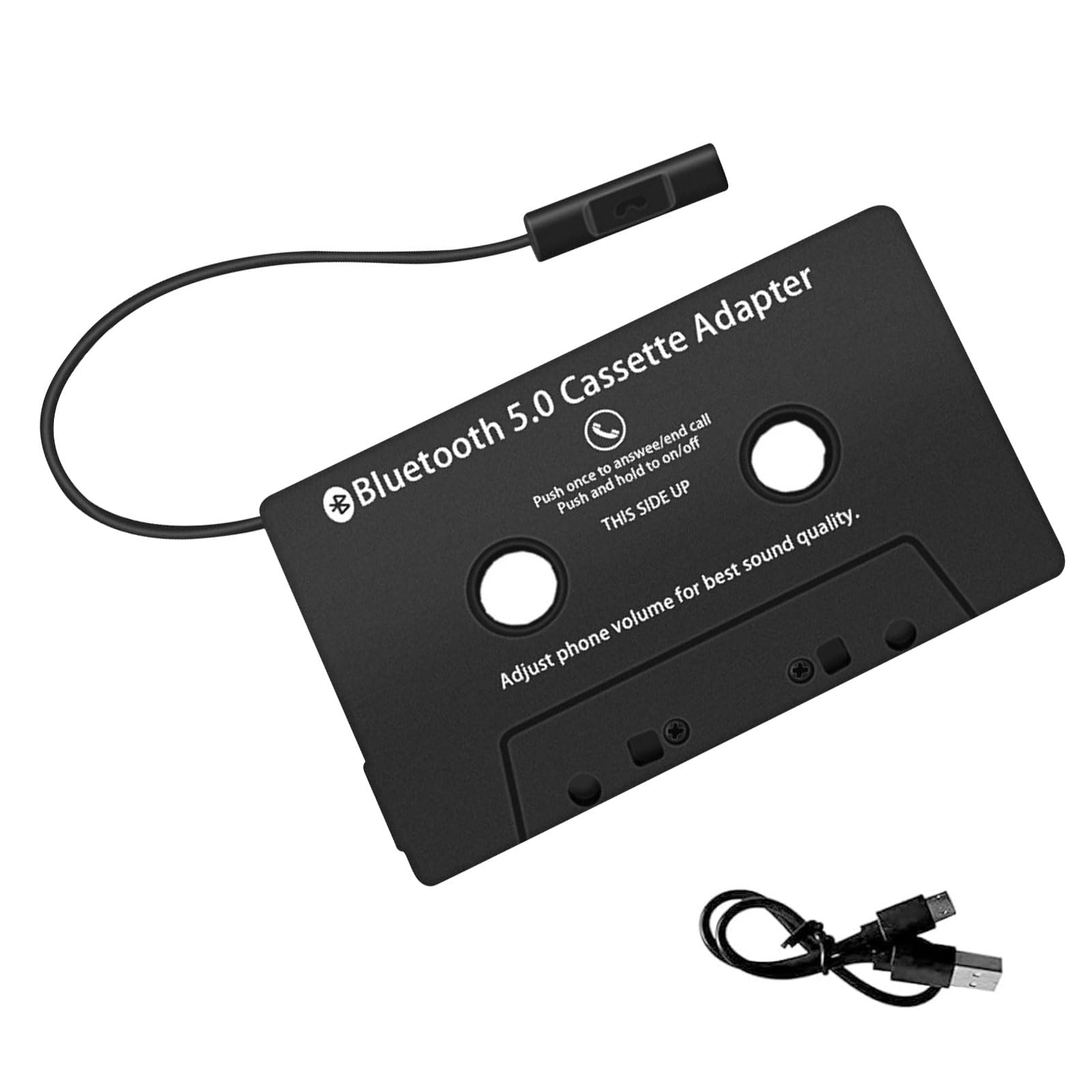 Adattatore Cassetta Autoradio BT 5.0, Aux Adaptador Cassetta Adattatore da Auto con Microfono per Chiamate Lettore di Cassette per MP3 CD Convertitore Radio