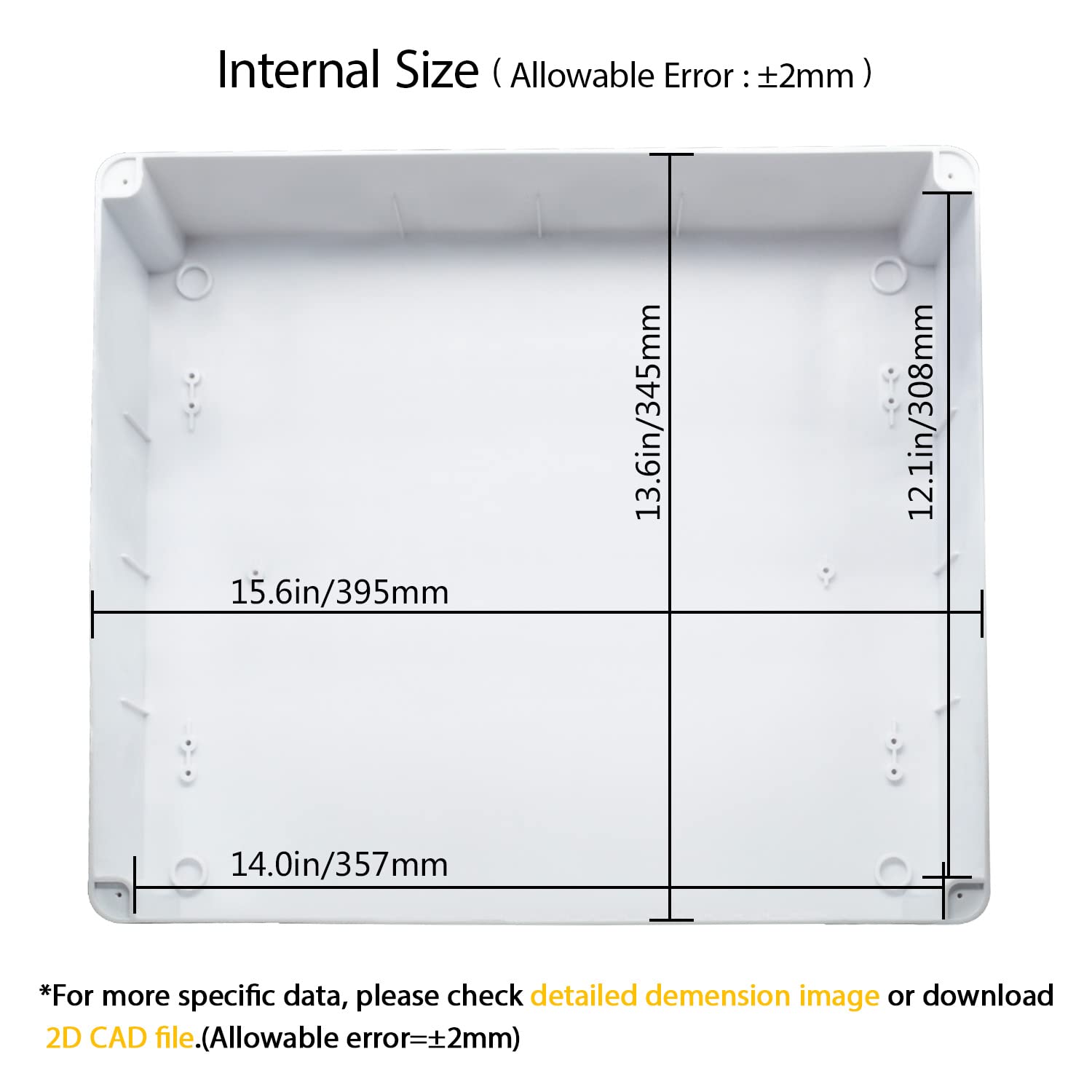 LeMotech Caja de conexiones ABS con agujeros reservados IP65, impermeable, a prueba de polvo, universal, para proyectos eléctricos, 15,7 x 13,8 x 4,7 pulgadas (400 x 350 x 120 mm)
