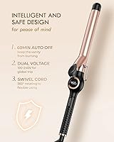 Vista 6 de Rizador de pelo de 1 pulgada, varita rizadora de barril largo para el cabello, rizador de pelo de turmalina de cerámica de doble voltaje