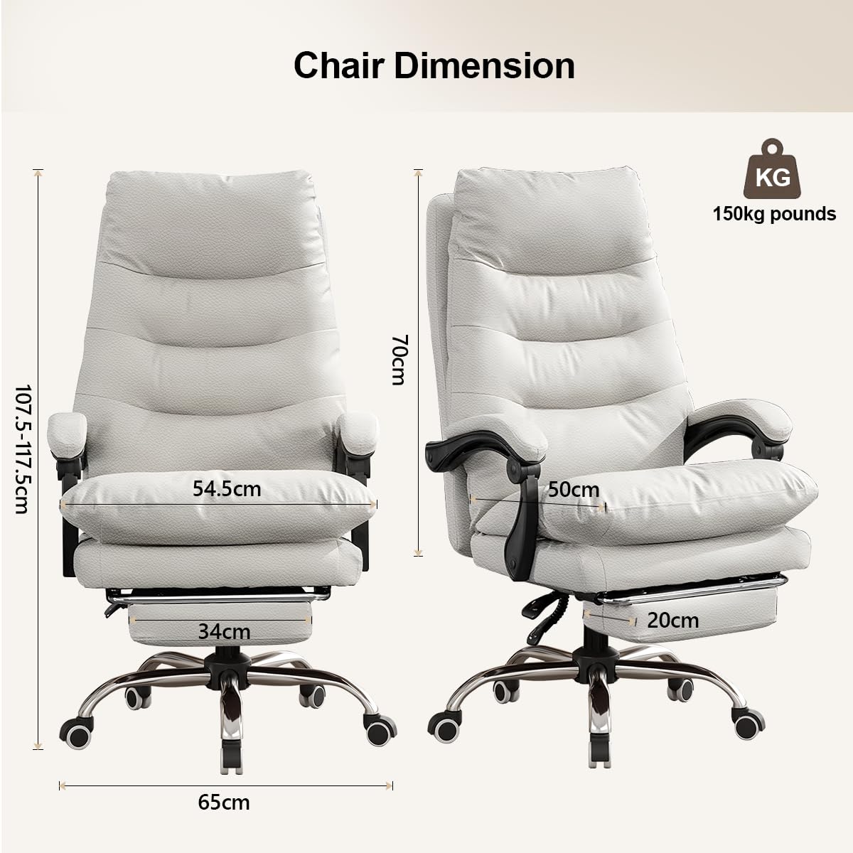 Silla de Oficina con cojín Suave Silla Gaming con Respaldo Alto Silla de Escritorio ejecutiva con reposapiernas Silla ergonómica de Cuero para Ordenador para Oficina en casa