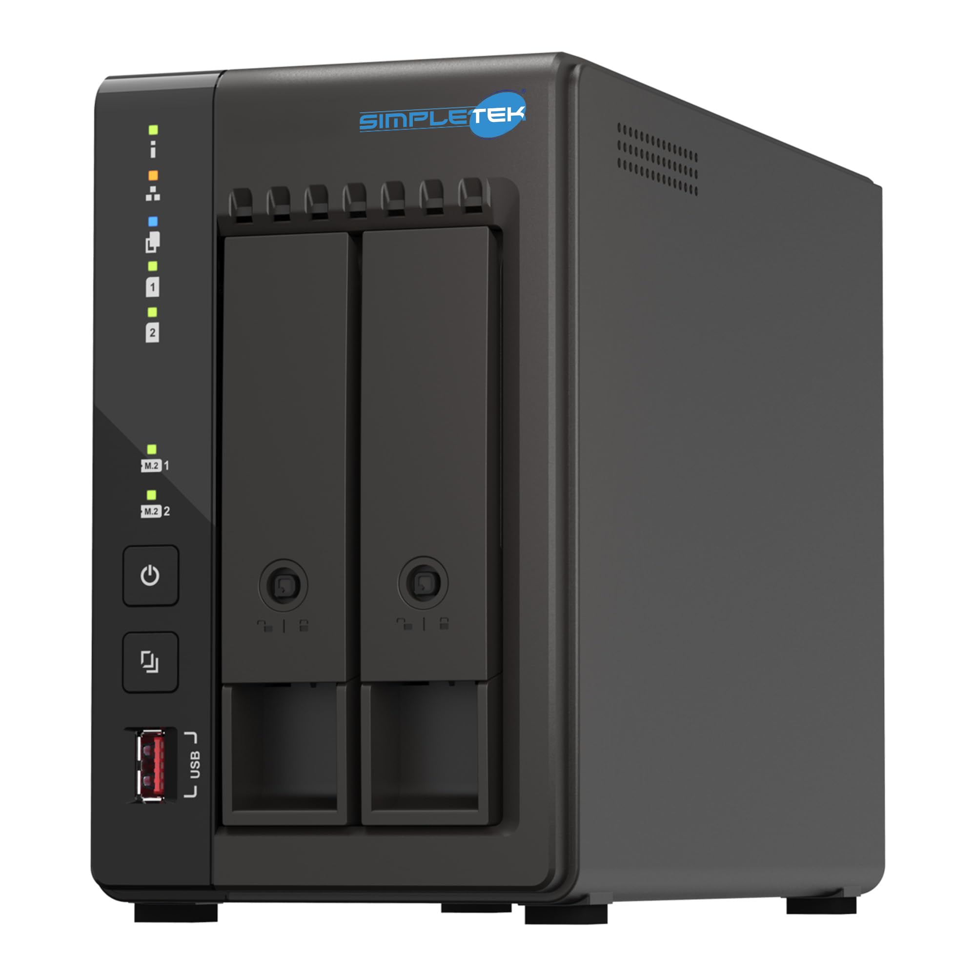 SIMPLETEK - Server Storage NAS a 2 Vani con 2x SSD 960GB - Quad-Core 2.0GHz - 8GB RAM DDR4 Integrata - 2 Slot M.2 NVMe - Doppia Rete 2.5GbE