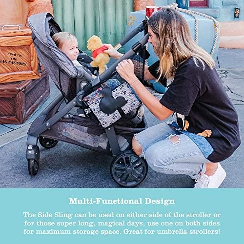 J.L. Childress Disney Baby Side Sling Stroller Cargo Net - Stroller Organizer Attachment for Storage, Mesh Bag for Baby Accessories, Universal Fit - Mickey, Black - 2