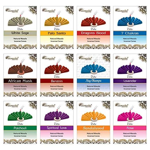 Vedic Natural Masala Incense Cones - 12 Boxes, 12 Fragrances
