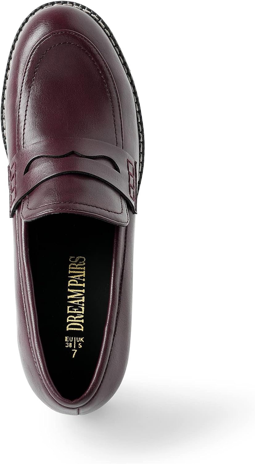 DREAM PAIRS Women's Platform Chunky Heeled Loafers, Womens Business Casual Shoes - Image 4