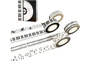 Black and White Piano Key Stave Roll Music Tape Set