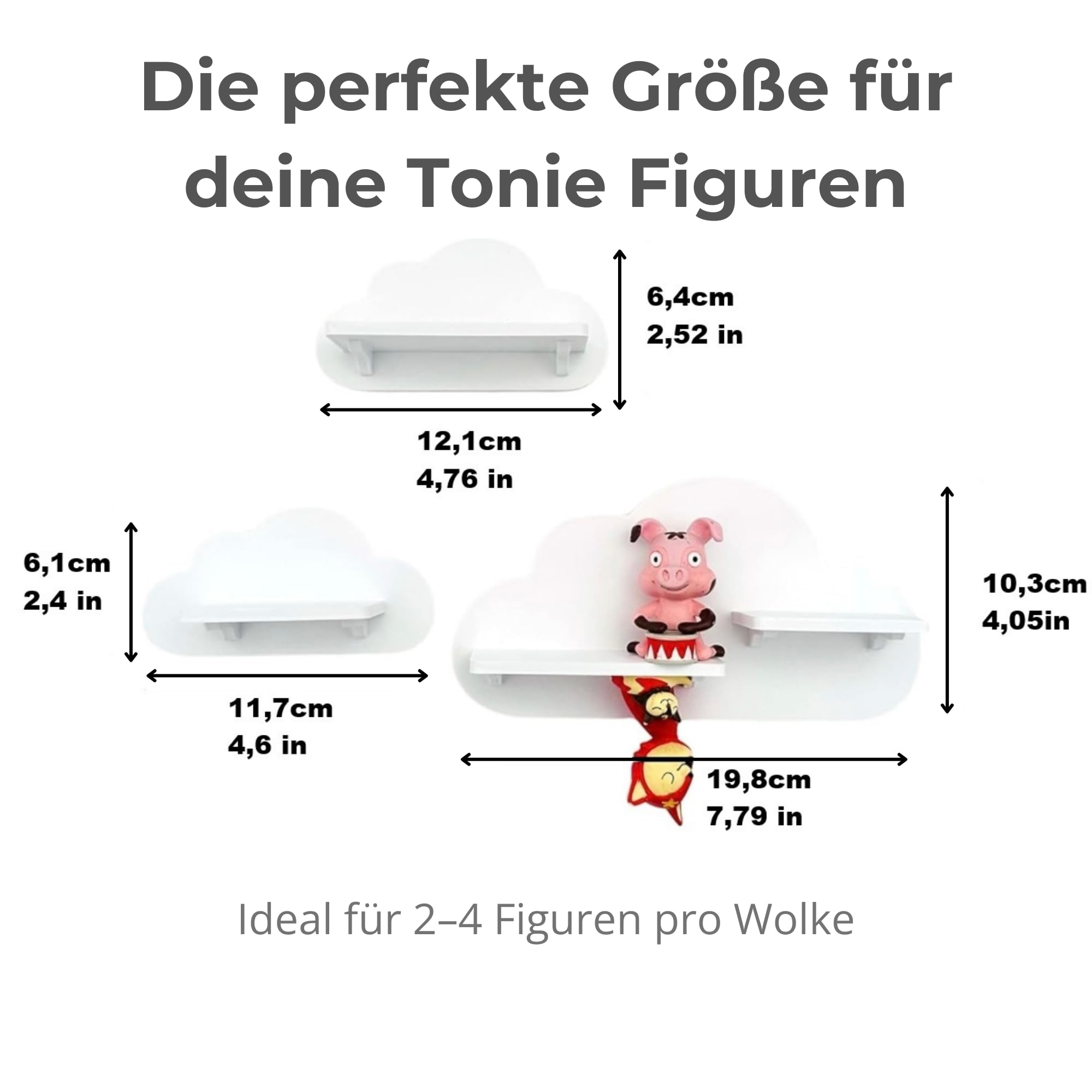 3er Wolken-Set Weiß passend/Kompatibel für die Toniebox Toniefiguren