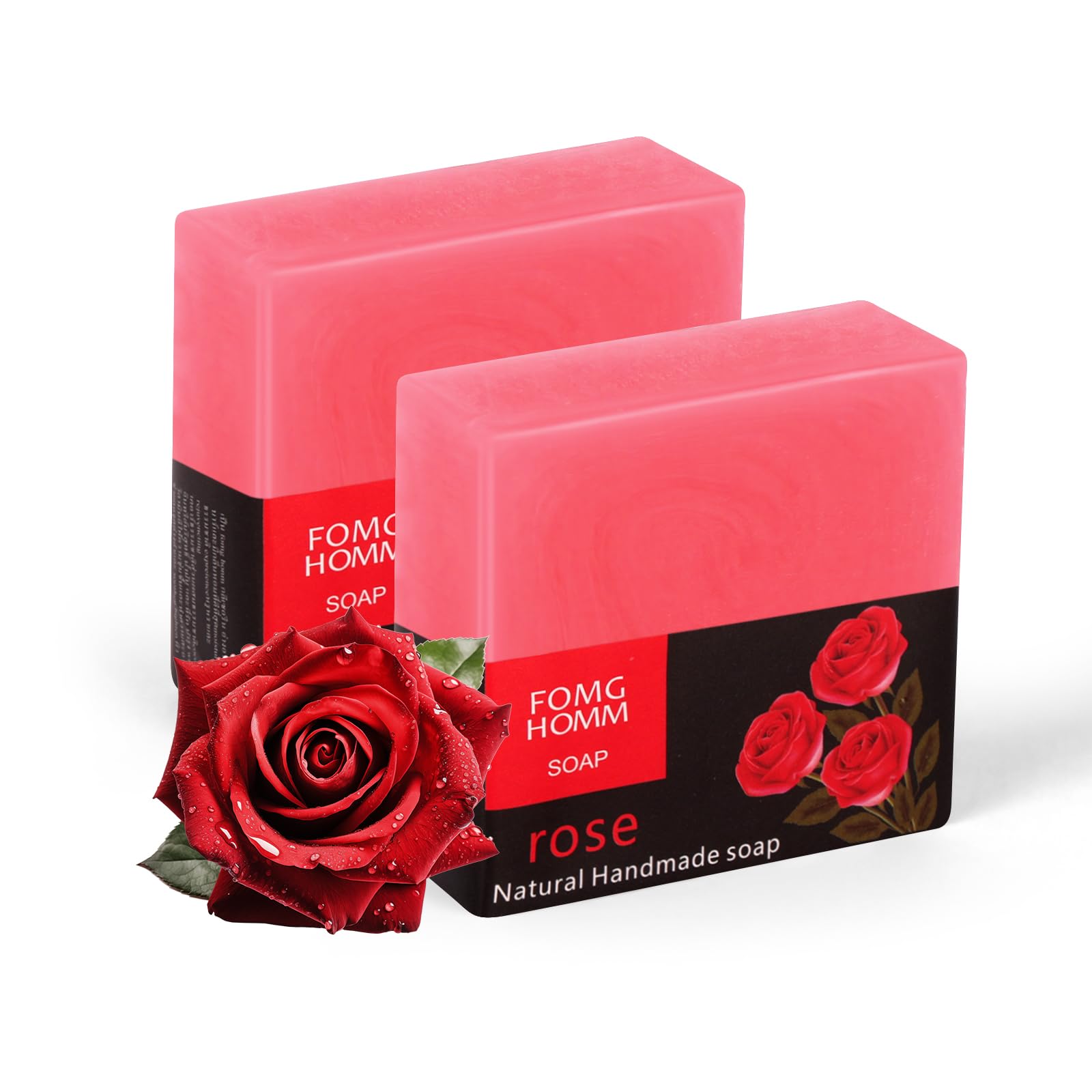 Natural Rosehip Soap, Exfoliating Soap, Exfoliating Bar for Face and Body, Deep Cleansing Illuminating Bath Soaps, Facial Cleansing for Oily Skin and Dry Skin (2 x 100g)