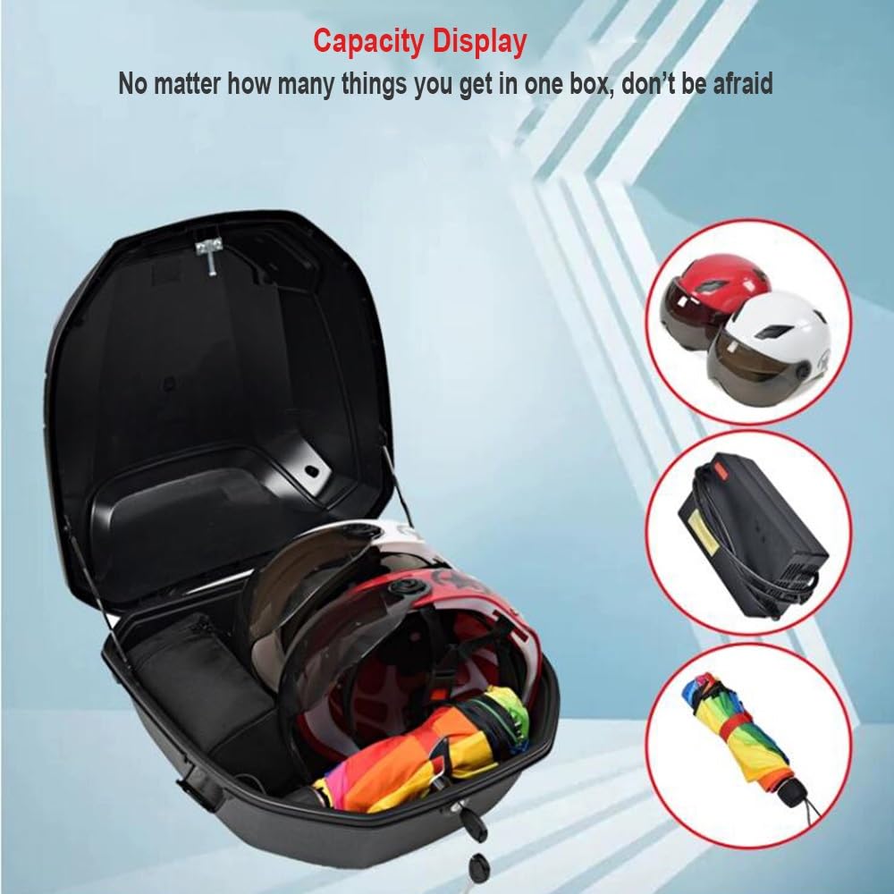 Motorradkoffer Topcase, Topcase Für Roller Mit Sicherheitsschloss, Universelle Motorrad Heckbox Für Moped/Mofa/Motorroller/Motorcycle, Einfache Installation (Farbe : Weiß, Größe : 41x40x30cm)