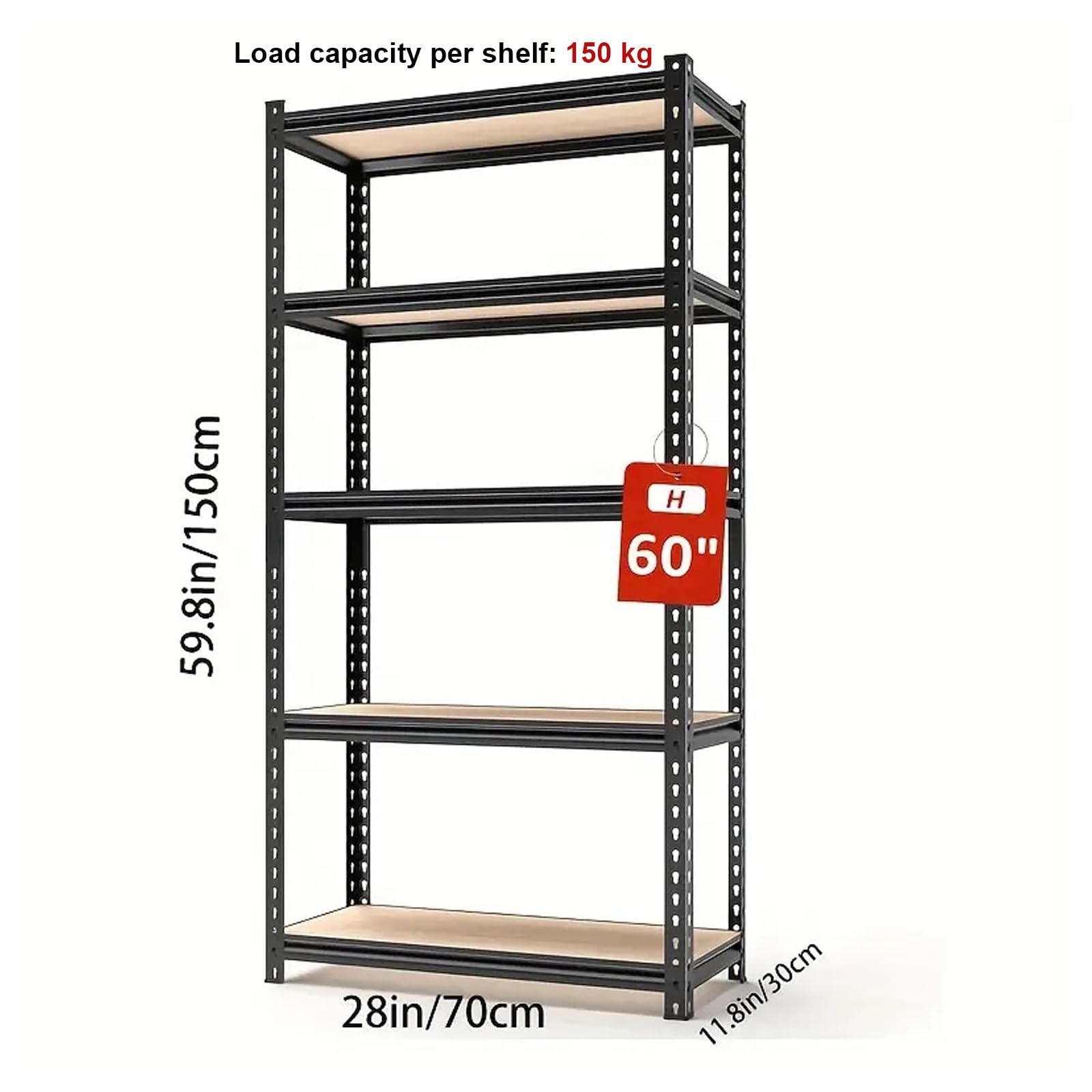 Scaffale Salvaspazio Scaffali in Metallo per Garage Scaffalature Metalliche Scaffali per Carichi Pesanti Regolabili 70 * 30 * 150CM