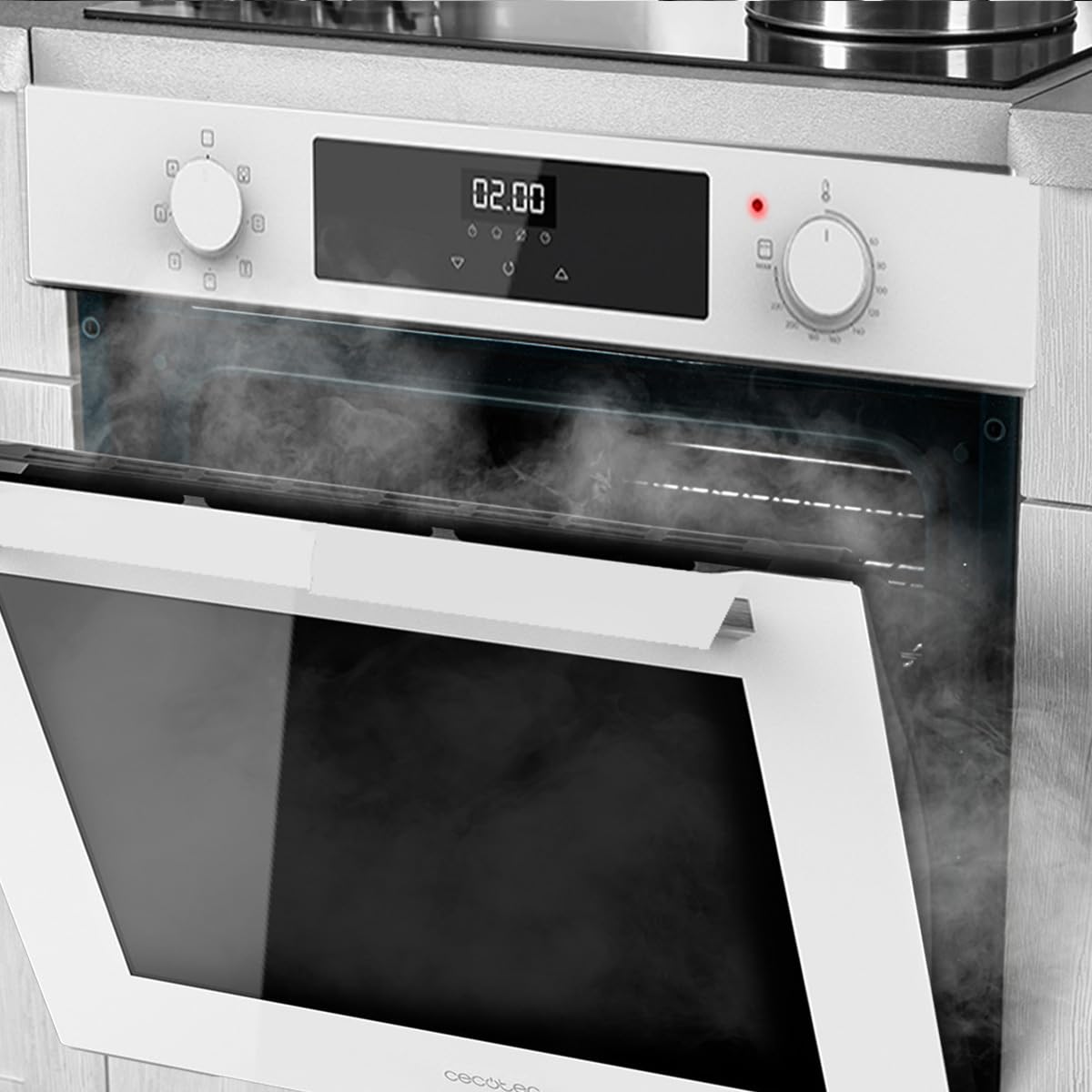 Cecotec Piekarnik wielofunkcyjny Wbudowany 60cm Bolero Hexa M226000 Glass White A. 2800W, 72L, 7 funkcji, tryb Grill, Fan Assisted Grill, Tryb konwekcji, Defrost, Steam Base X2, Steam EasyClean i