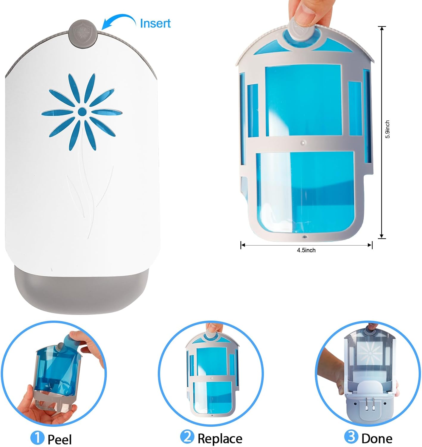 Flying Insect Trap for Indoors, Gnat Killer Indoor Captures Fruit Flies, Mosquito and Gnats, Gnat Traps for House Indoor (2 Plug-in Base + 4 Cartridges)