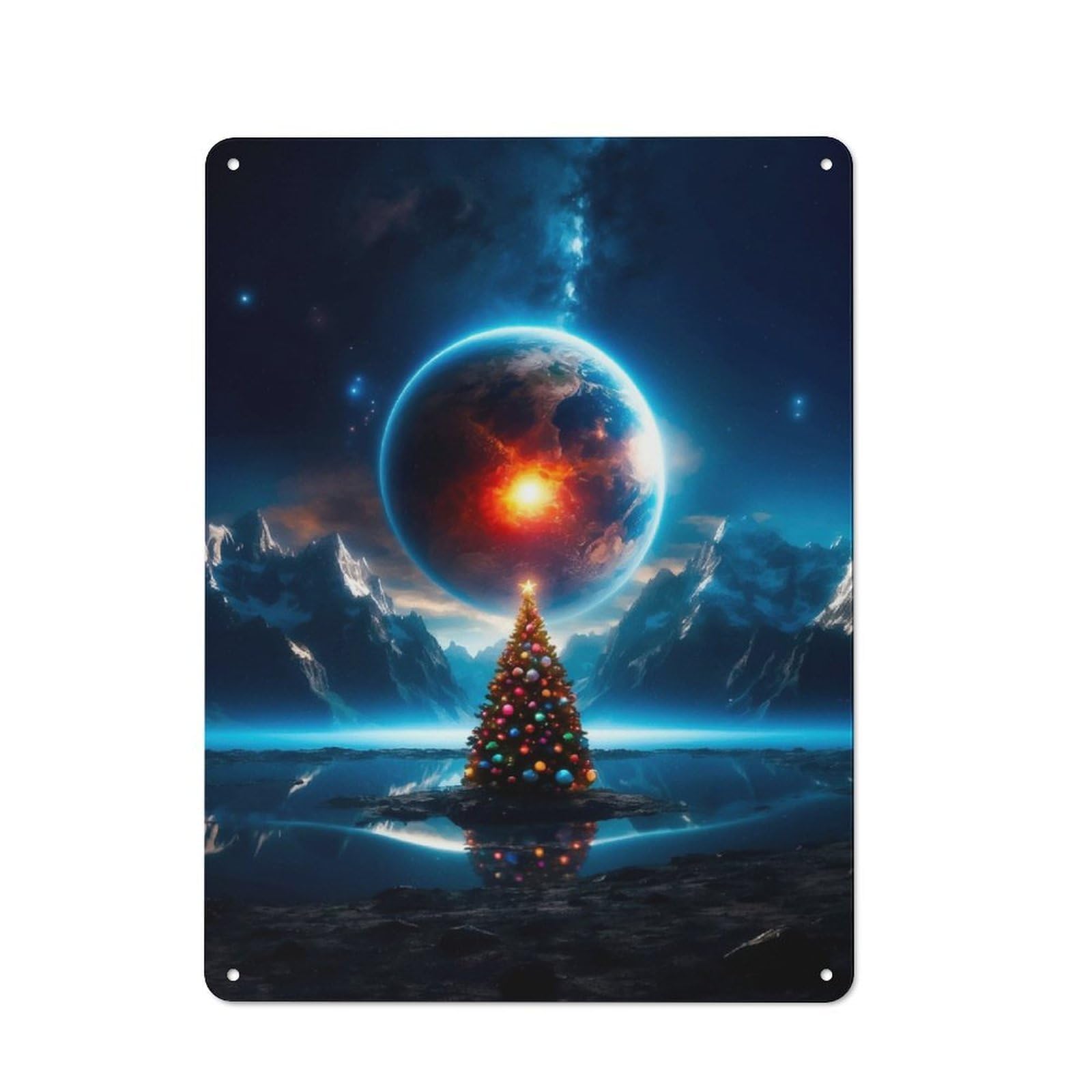 Junmoney Christmas Tree Printed Metal Sign 40X30cm For Studio Or Craft Room, For Creative-Space Collectors